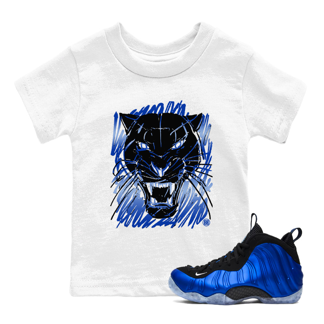 Foams One Royal shirts to match jordans Wild Cat Doodle sneaker match tees Air Foamposite One Royal match shoes to clothes Drip Gear Zone Youth Baby White 1 tee