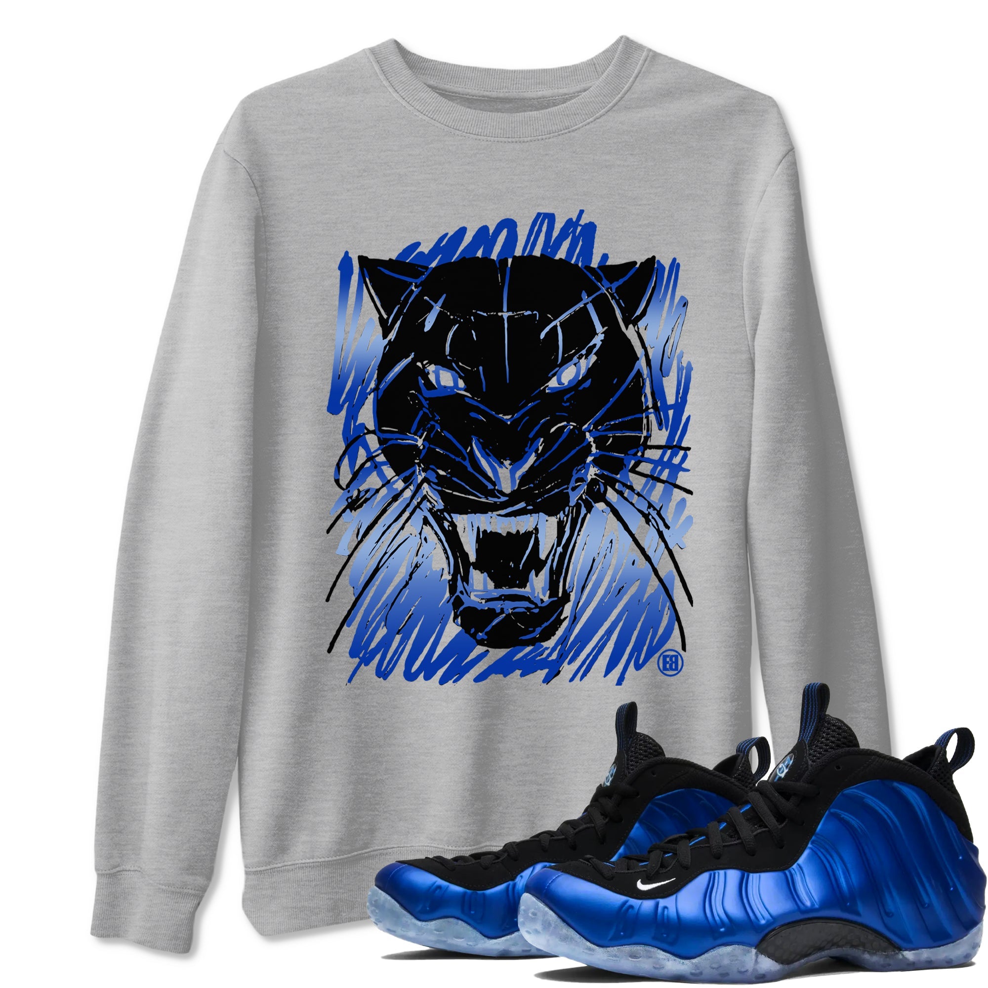 Foams One Royal shirts to match jordans Wild Cat Doodle sneaker match tees Air Foamposite One Royal match shoes to clothes Drip Gear Zone unisex cotton Heather Grey 1 shirts