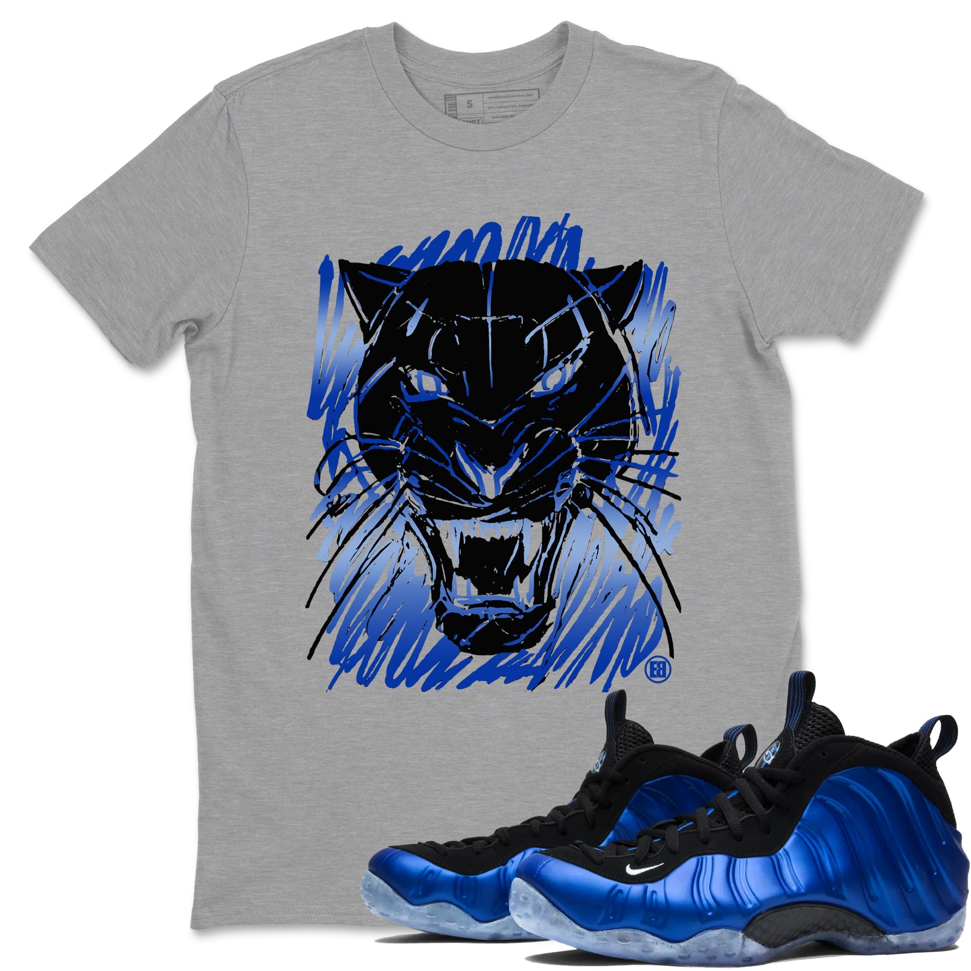 Foams One Royal shirts to match jordans Wild Cat Doodle sneaker match tees Air Foamposite One Royal match shoes to clothes Drip Gear Zone unisex cotton Heather Grey 1 shirts
