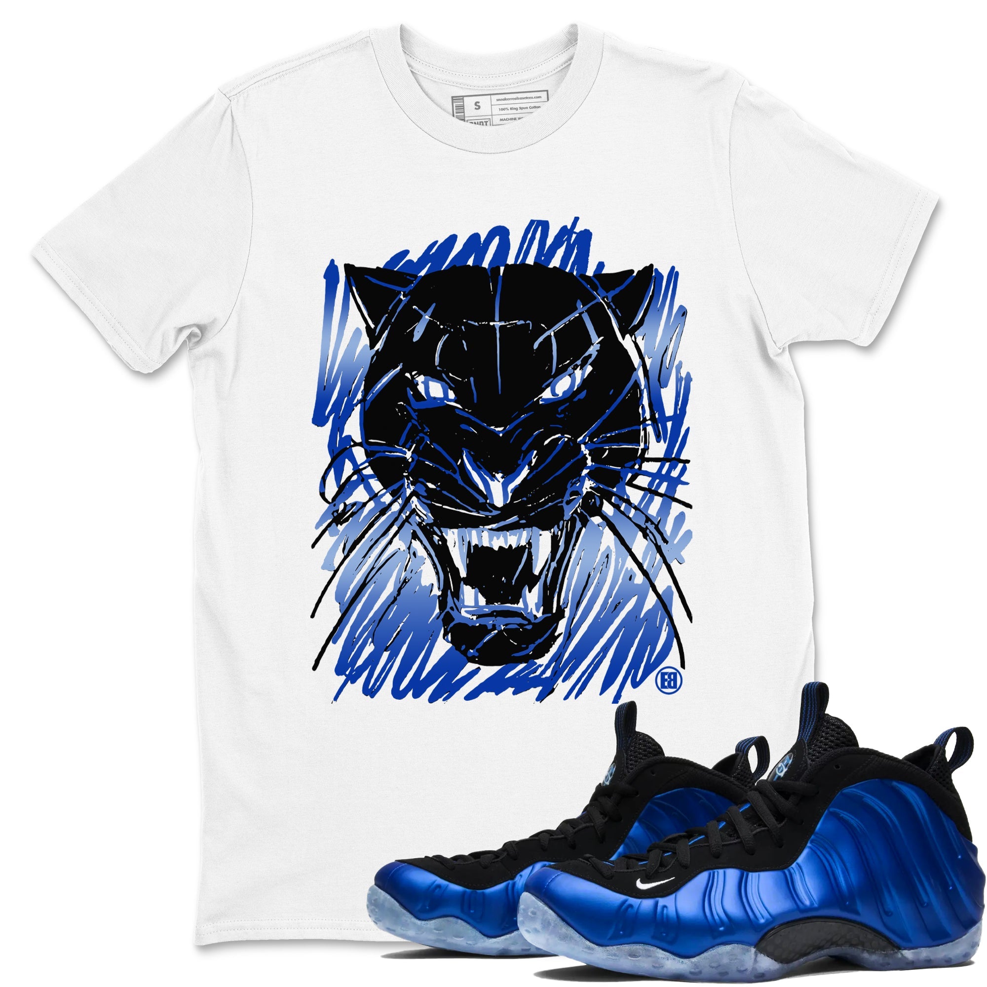 Foams One Royal shirts to match jordans Wild Cat Doodle sneaker match tees Air Foamposite One Royal match shoes to clothes Drip Gear Zone unisex cotton White 1 shirts