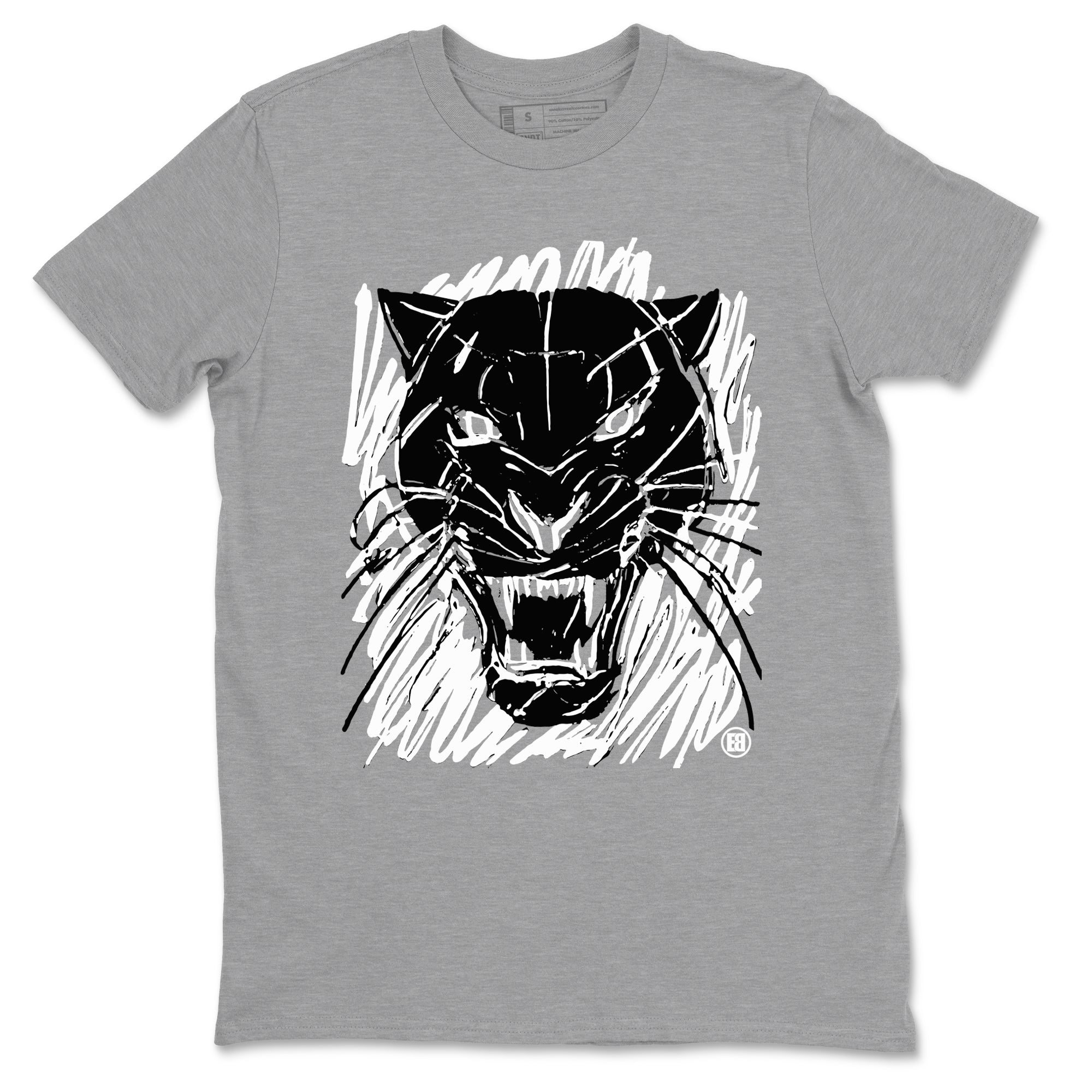 4s Black Cat shirts to match jordans Wild Cat Doodle sneaker match tees Air Jordan 4 Retro Black Cat match shoes to clothes Drip Gear Zone unisex cotton Heather Grey 2 shirts
