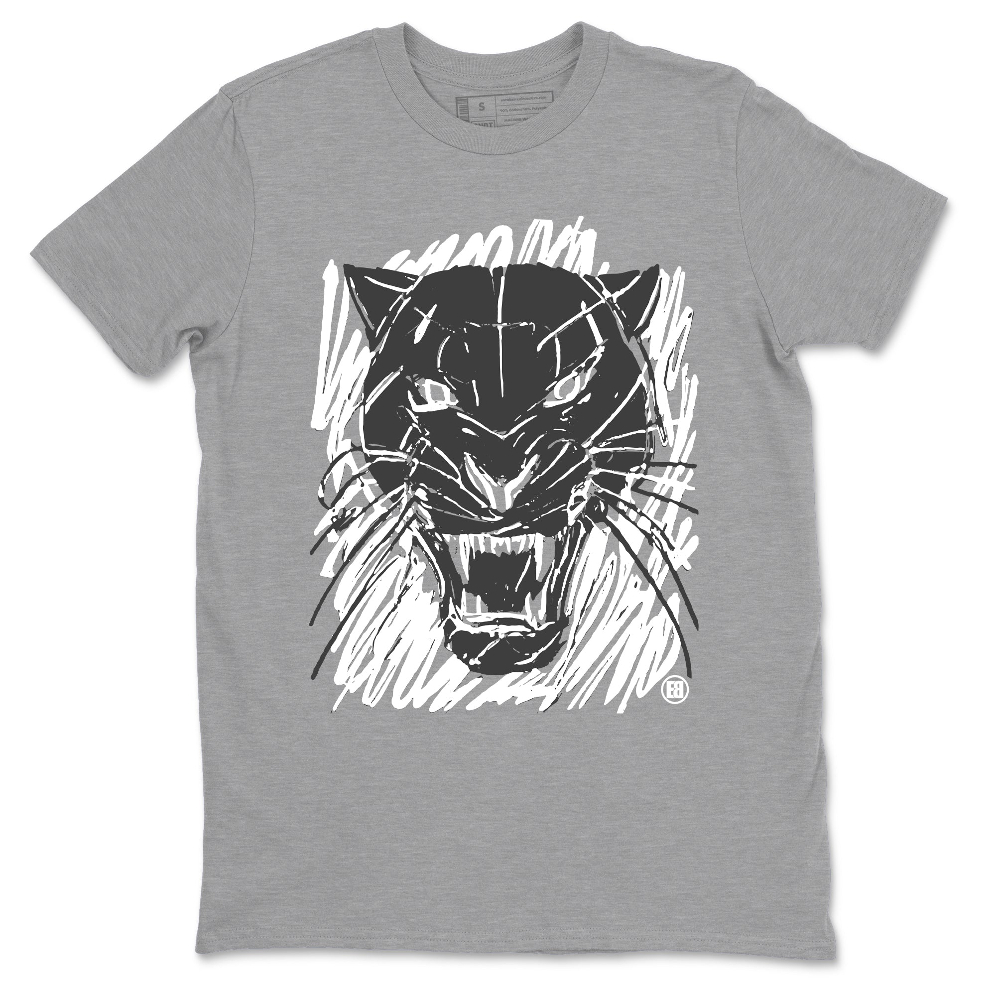 4s Wet Cement shirts to match jordans Wild Cat Doodle sneaker match tees Air Jordan 4 Retro Wet Cement match shoes to clothes Drip Gear Zone unisex cotton Heather Grey 2 shirts