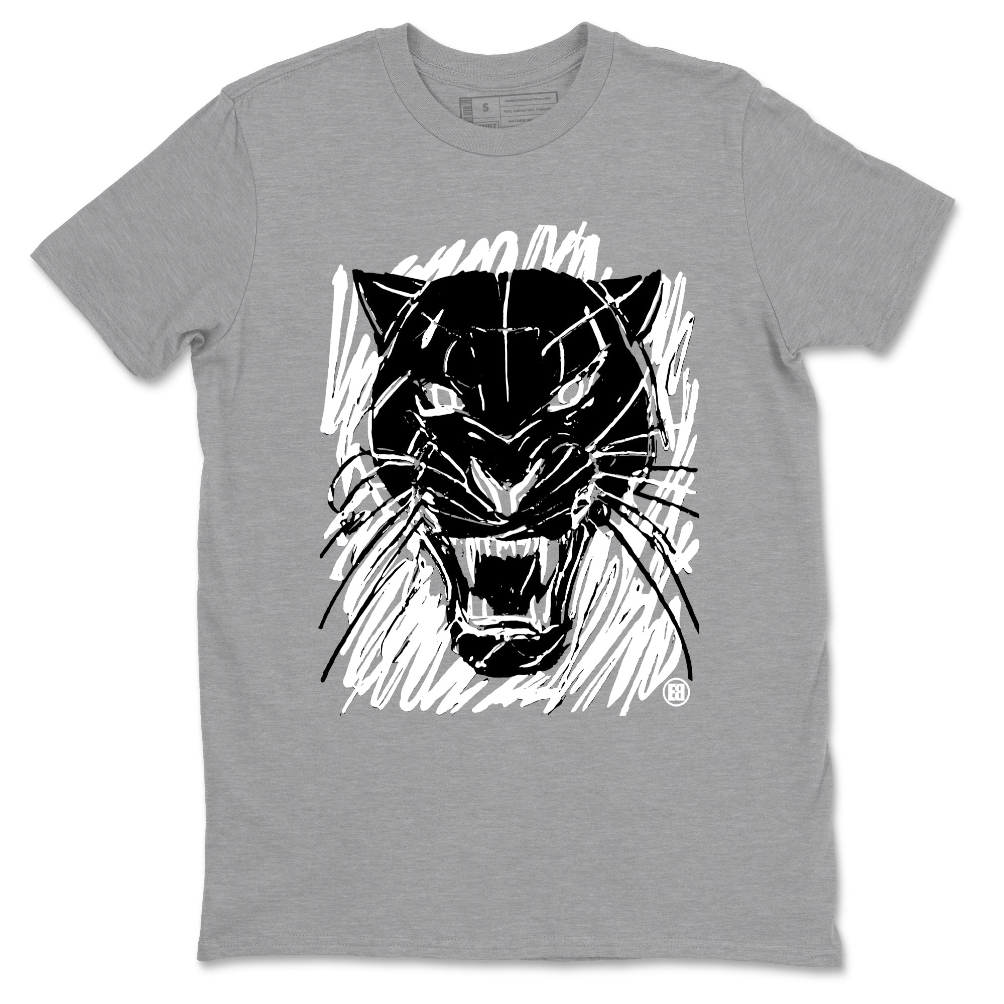 4s White Thunder shirts to match jordans Wild Cat Doodle sneaker match tees Air Jordan 4 Retro White Thunder match shoes to clothes Drip Gear Zone unisex cotton Heather Grey 2 shirts