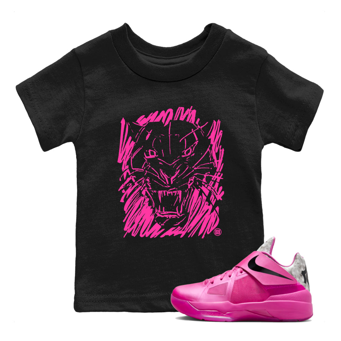 Nike KD 4 Retro Aunt Pearl shirts to match jordans Wild Cat Doodle sneaker match tees Nike KD 4 Aunt Pearl match shoes to clothes Drip Gear Zone Youth Baby Black 1 tee