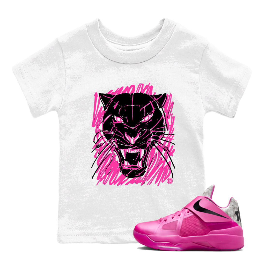 Nike KD 4 Retro Aunt Pearl shirts to match jordans Wild Cat Doodle sneaker match tees Nike KD 4 Aunt Pearl match shoes to clothes Drip Gear Zone Youth Baby White 1 tee