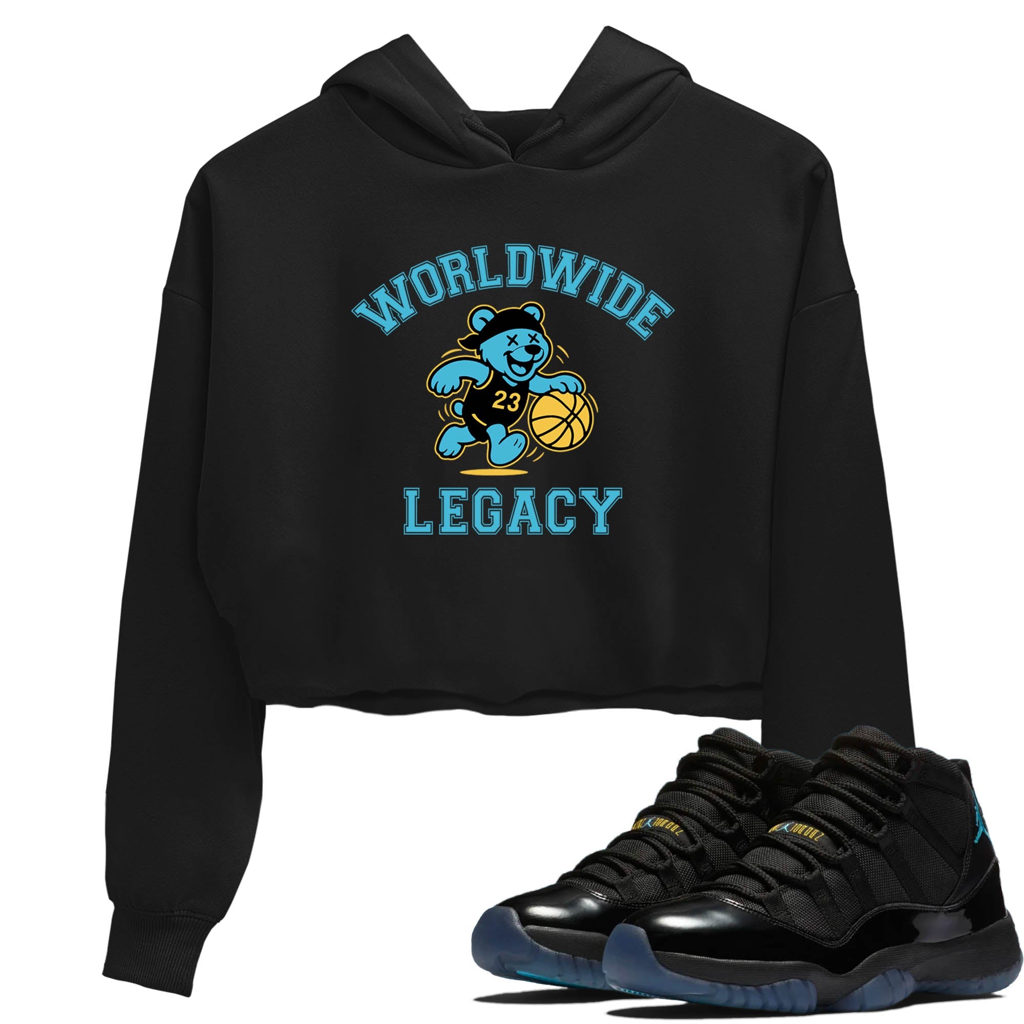 Sneaker Threads  Sneaker Tees To Match Air Jordan 11 Retro Gamma  Worldwide Legacy Crop Tee Black 1. Perfect for Jordan releases 2025 colorways.