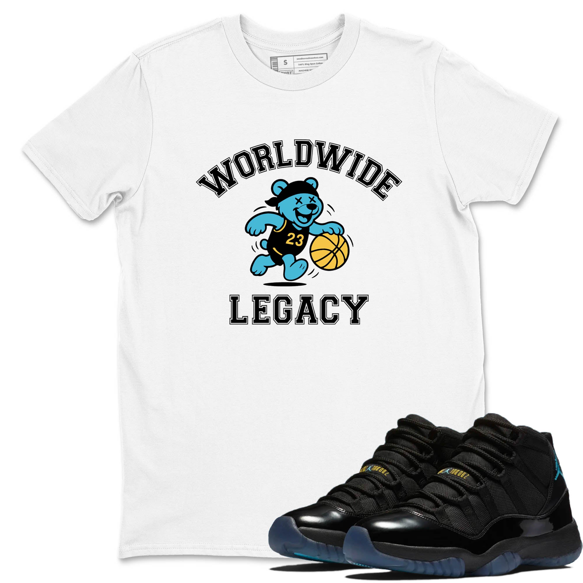 Sneaker Threads  Sneaker Tees To Match Air Jordan 11 Retro Gamma  Worldwide Legacy Graphic Tee White 1. Perfect for Jordan releases 2025 colorways.