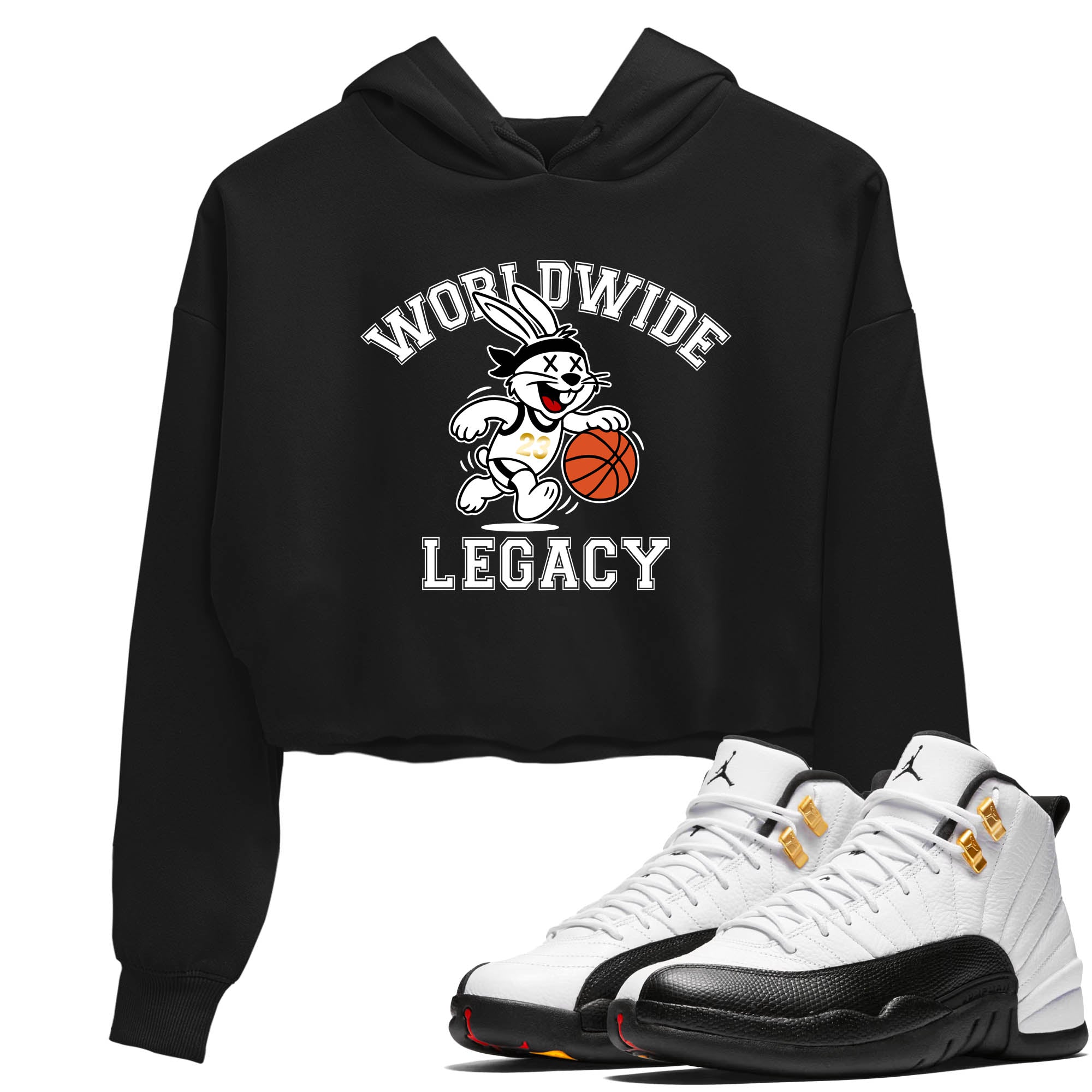 Sneaker Threads  Sneaker Tees To Match Air Jordan 12 Taxi  Worldwide Legacy Crop Tee Black 1. Perfect for Jordan releases 2025 colorways.