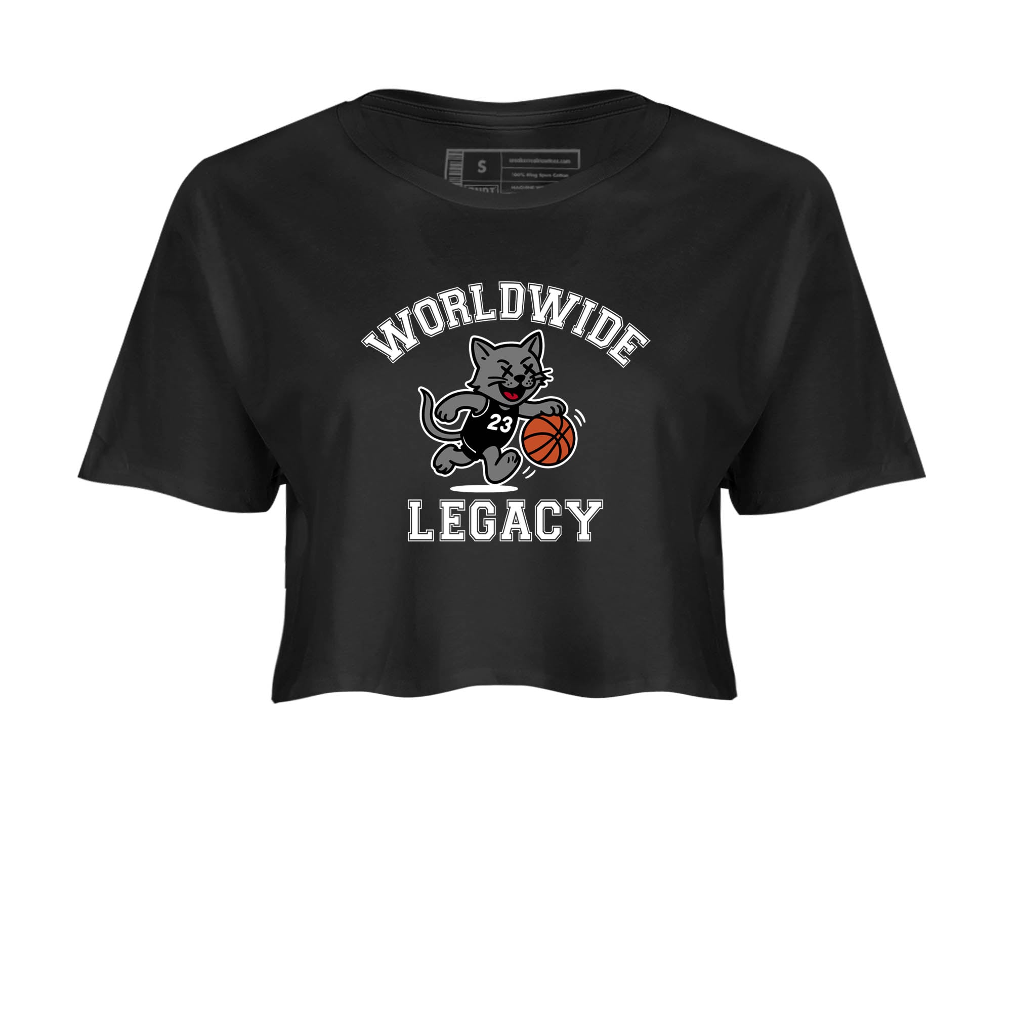 Sneaker Threads  Sneaker Tees To Match Air Jordan 4 Black Cat  Worldwide Legacy Crop Tee Black 2. Perfect for Jordan releases 2025 colorways.