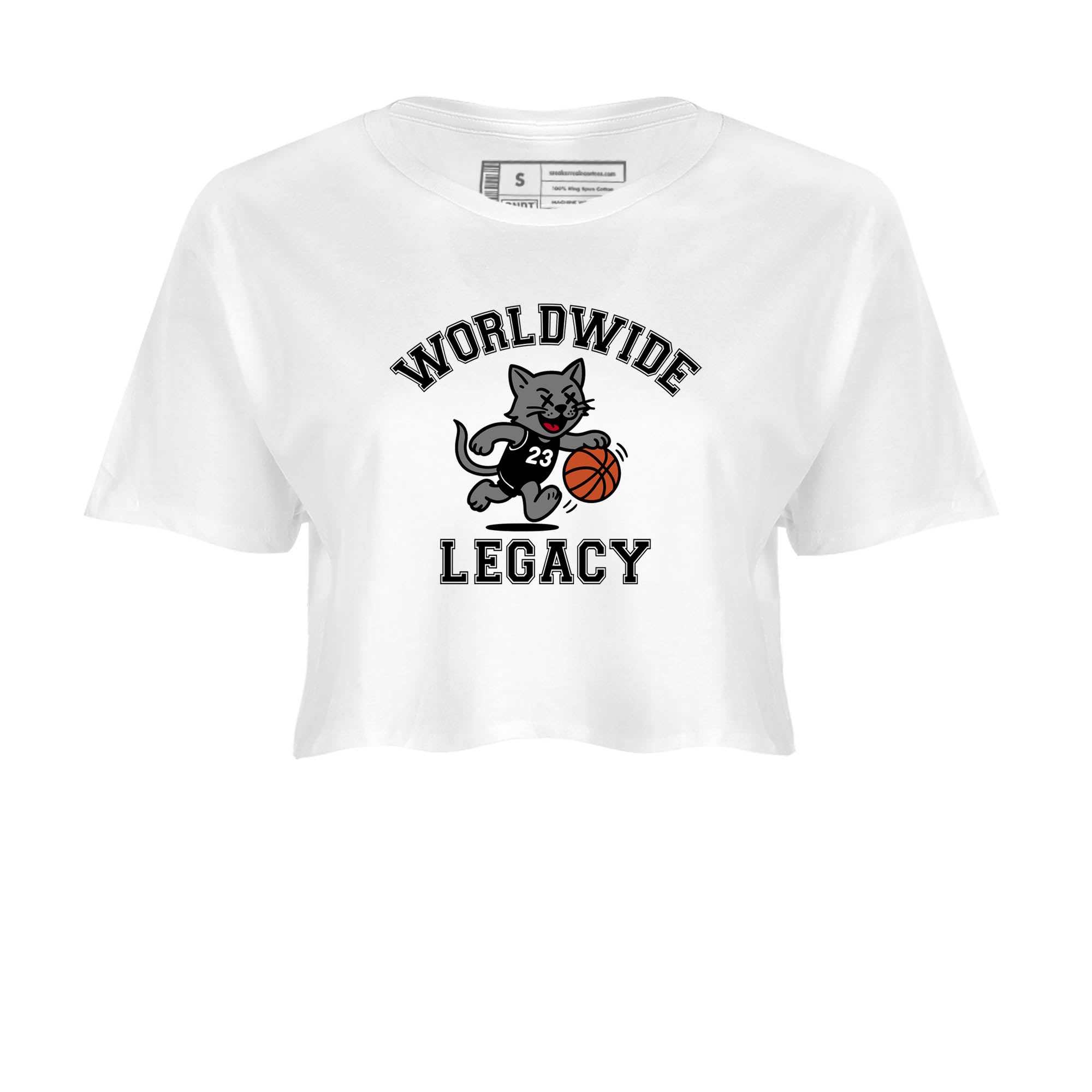 Sneaker Threads  Sneaker Tees To Match Air Jordan 4 Black Cat  Worldwide Legacy Crop Tee White 2. Perfect for Jordan releases 2025 colorways.