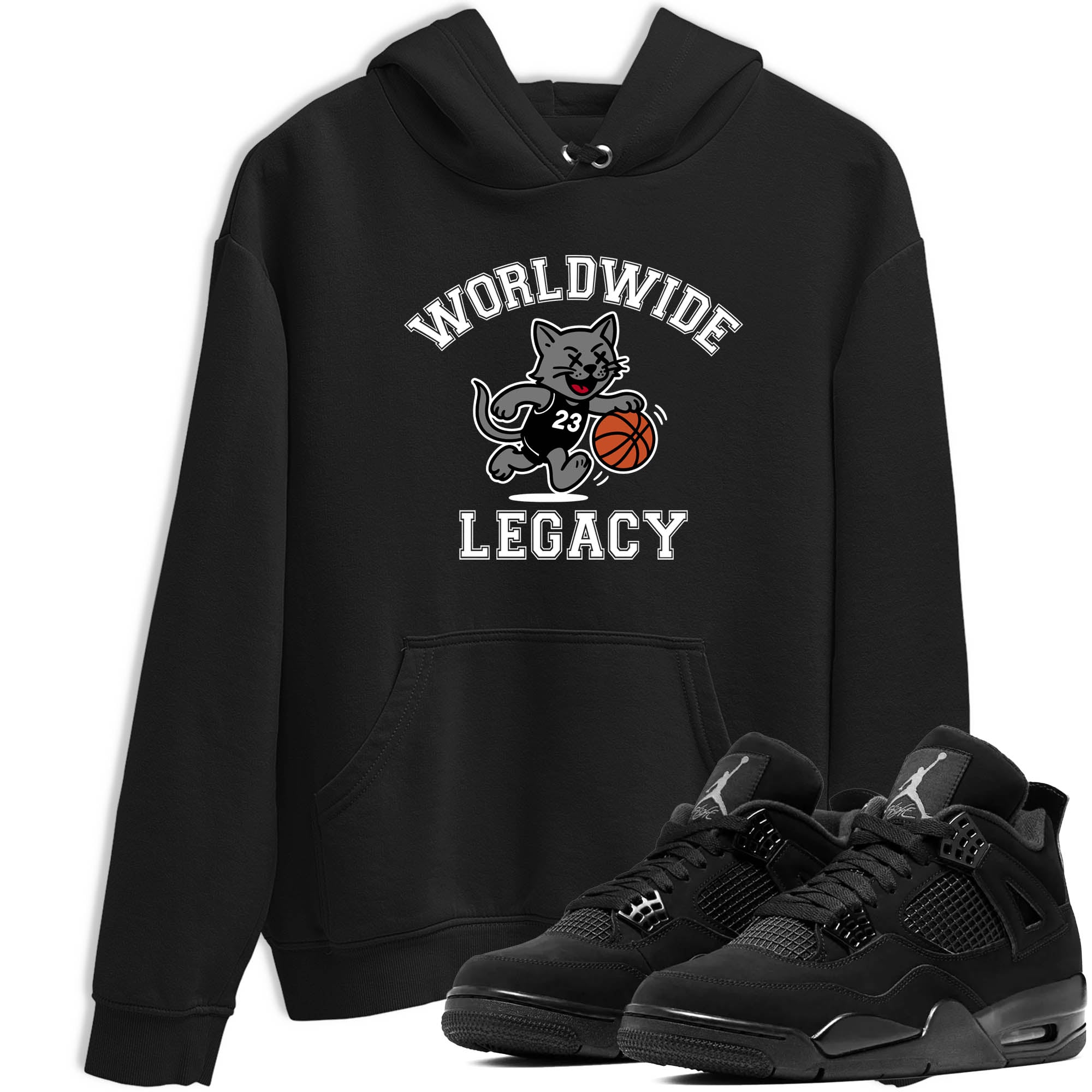 Sneaker Threads  Sneaker Tees To Match Air Jordan 4 Black Cat  Worldwide Legacy Graphic Tee Black 1. Perfect for Jordan releases 2025 colorways.