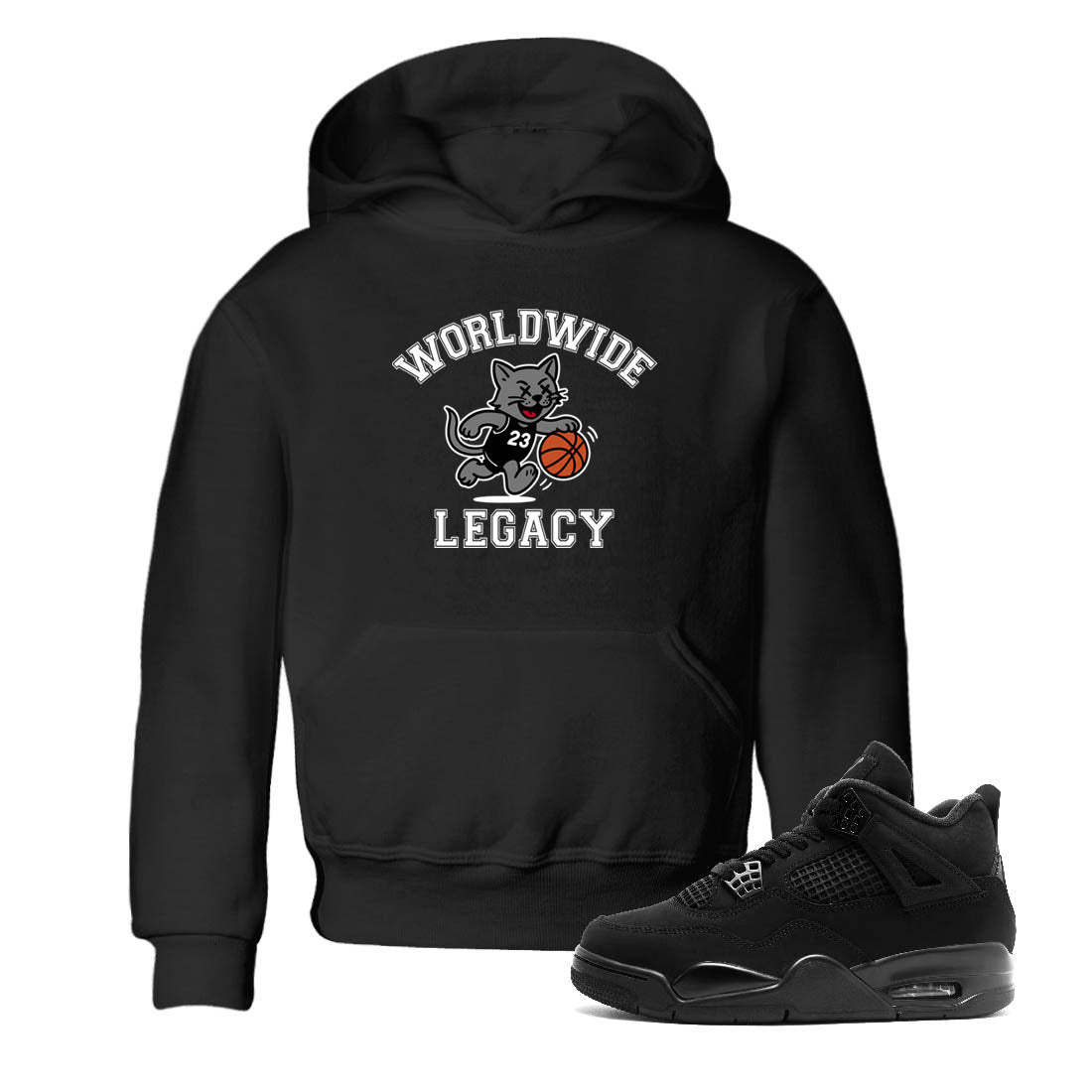 Sneaker Threads  Sneaker Tees To Match Air Jordan 4 Black Cat  Worldwide Legacy Youth Graphic Tee Black 1. Perfect for Jordan releases 2025 colorways.