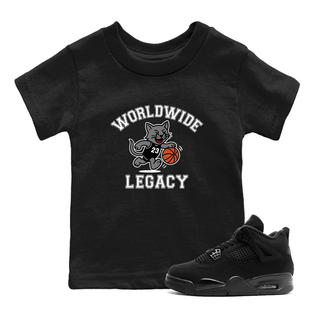 Sneaker Threads  Sneaker Tees To Match Air Jordan 4 Black Cat  Worldwide Legacy Youth Graphic Tee Black 1. Perfect for Jordan releases 2025 colorways.