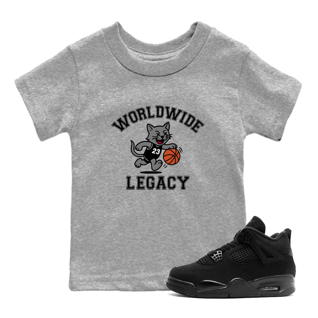 Sneaker Threads  Sneaker Tees To Match Air Jordan 4 Black Cat  Worldwide Legacy Youth Graphic Tee Heather Grey 1. Perfect for Jordan releases 2025 colorways.
