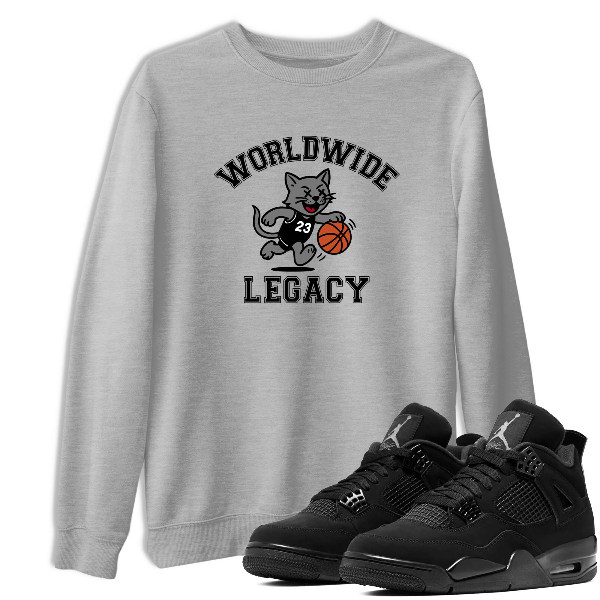 Sneaker Threads  Sneaker Tees To Match Air Jordan 4 Black Cat  Worldwide Legacy Graphic Tee Heather Grey 1. Perfect for Jordan releases 2025 colorways.