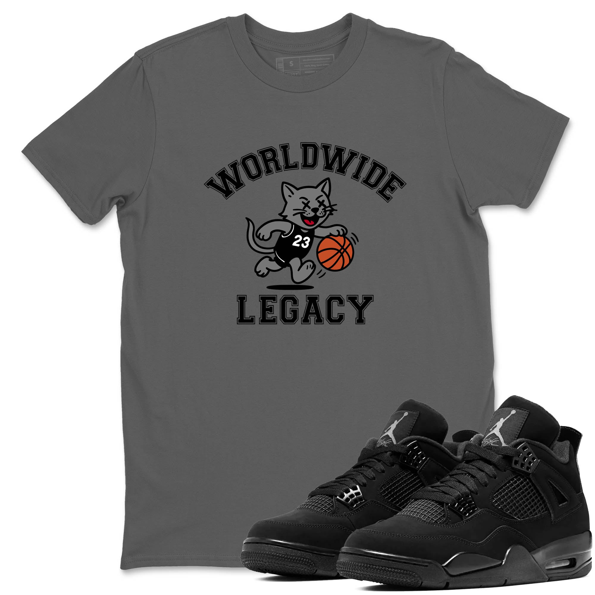 Sneaker Threads  Sneaker Tees To Match Air Jordan 4 Black Cat  Worldwide Legacy Graphic Tee Cool Grey 1. Perfect for Jordan releases 2025 colorways.