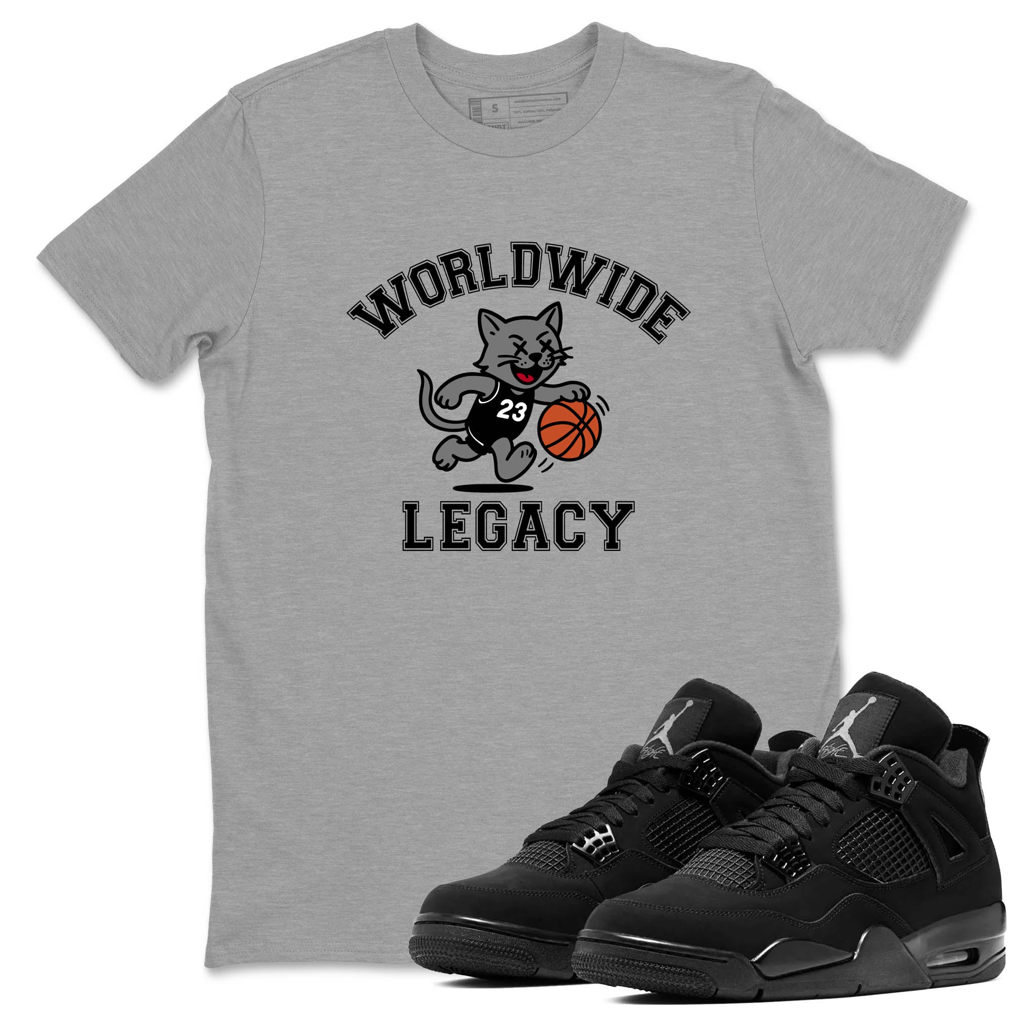 Sneaker Threads  Sneaker Tees To Match Air Jordan 4 Black Cat  Worldwide Legacy Graphic Tee Heather Grey 1. Perfect for Jordan releases 2025 colorways.