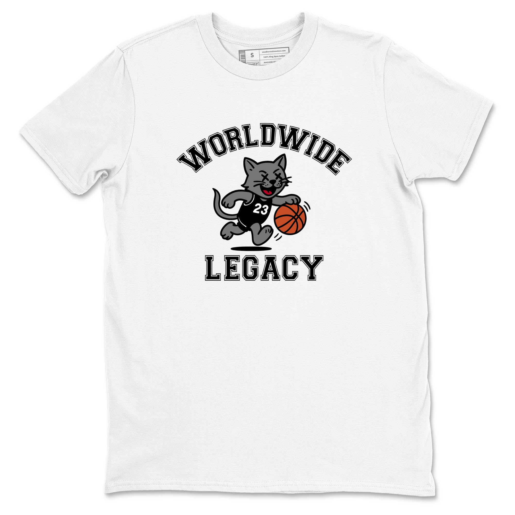 Sneaker Threads  Sneaker Tees To Match Air Jordan 4 Black Cat  Worldwide Legacy Graphic Tee White 2. Perfect for Jordan releases 2025 colorways.