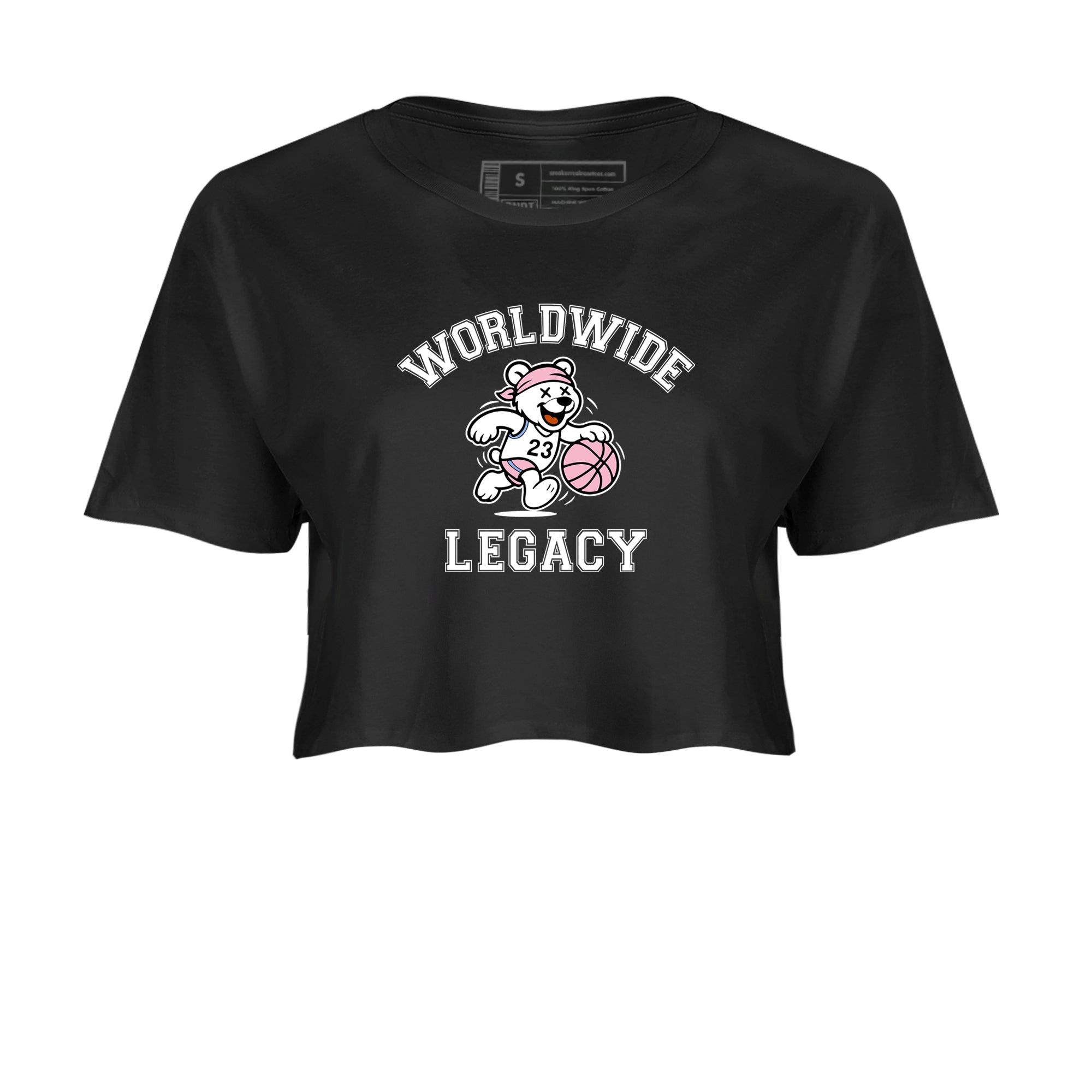 Sneaker Threads  Sneaker Tees To Match Air Jordan 5 Medium Soft Pink  Worldwide Legacy Crop Tee Black 2. Perfect for Jordan releases 2025 colorways.