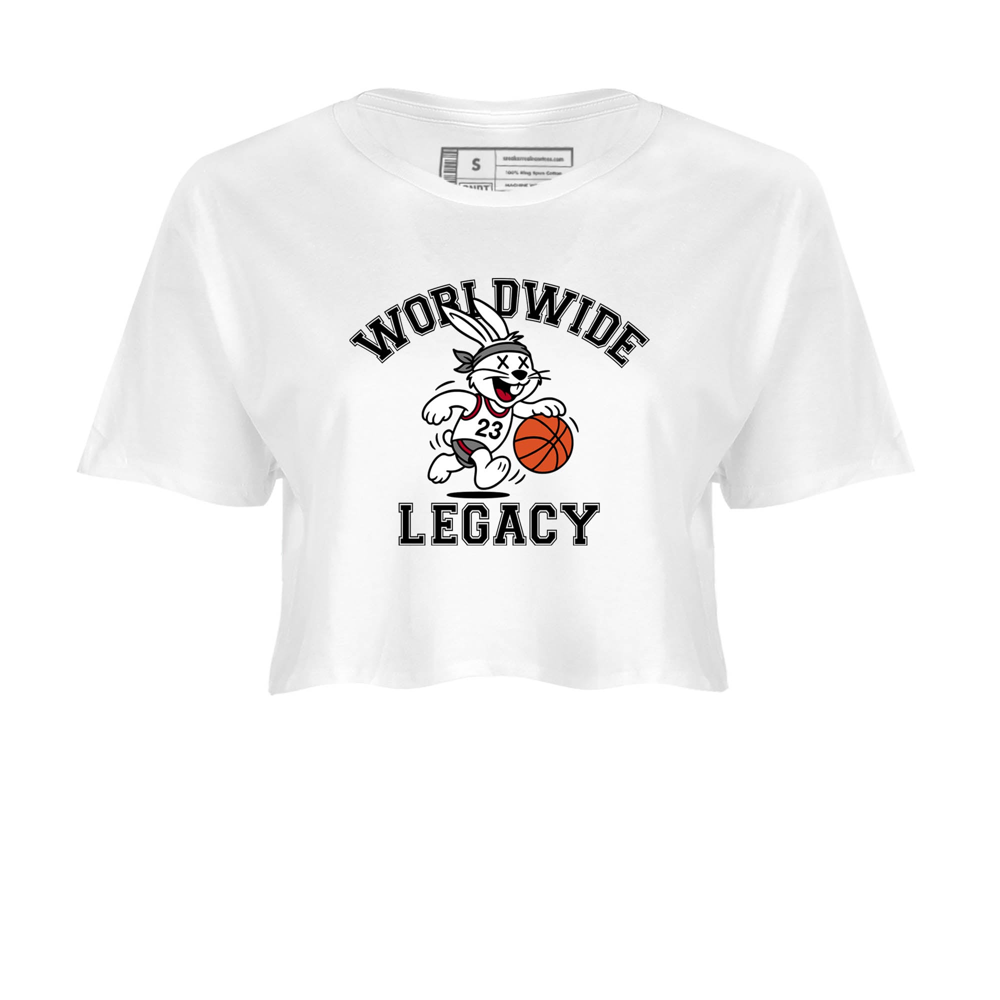 Sneaker Threads  Sneaker Tees To Match Air Jordan 8 Bunny  Worldwide Legacy Crop Tee White 2. Perfect for Jordan releases 2025 colorways.