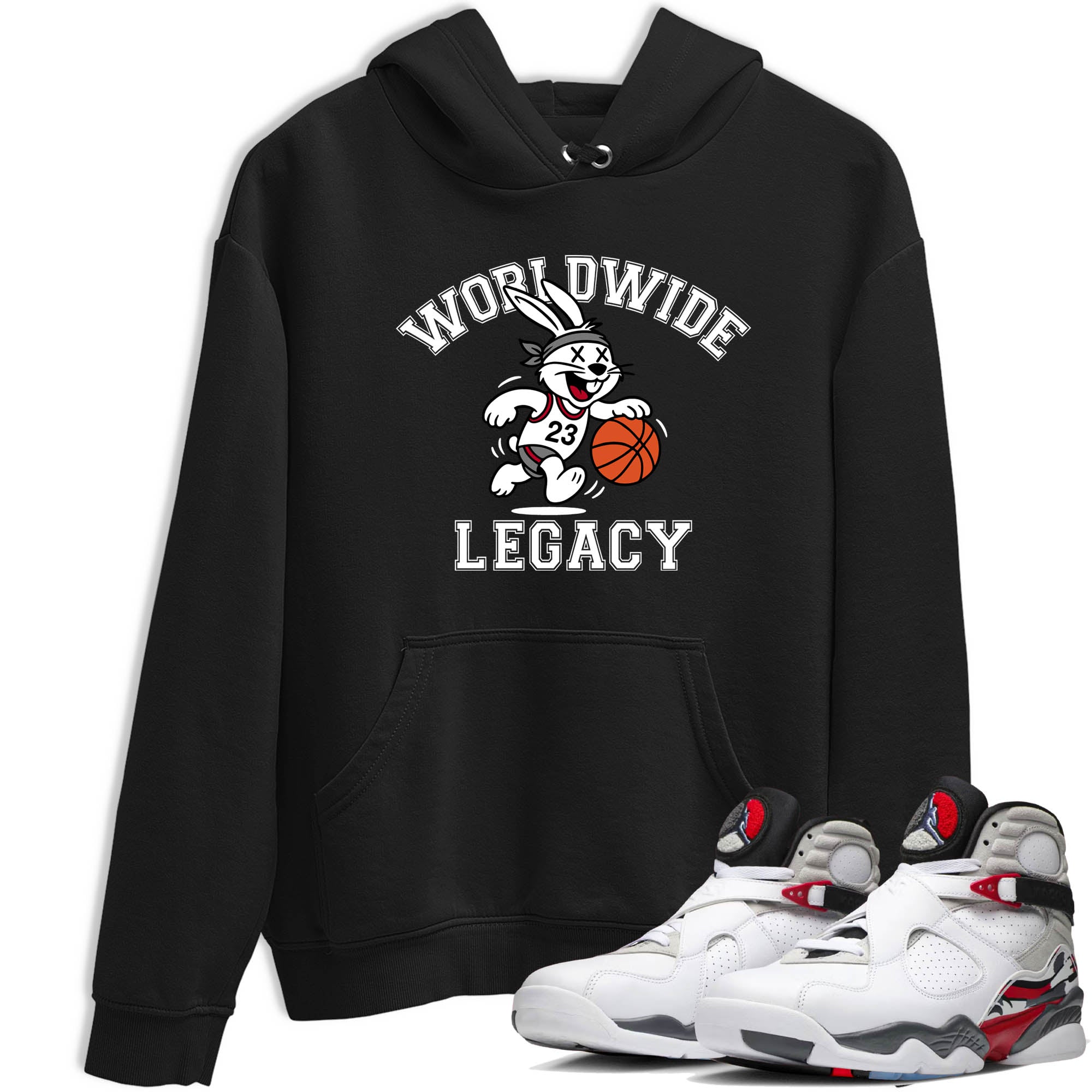 Sneaker Threads  Sneaker Tees To Match Air Jordan 8 Bunny  Worldwide Legacy Graphic Tee Black 1. Perfect for Jordan releases 2025 colorways.