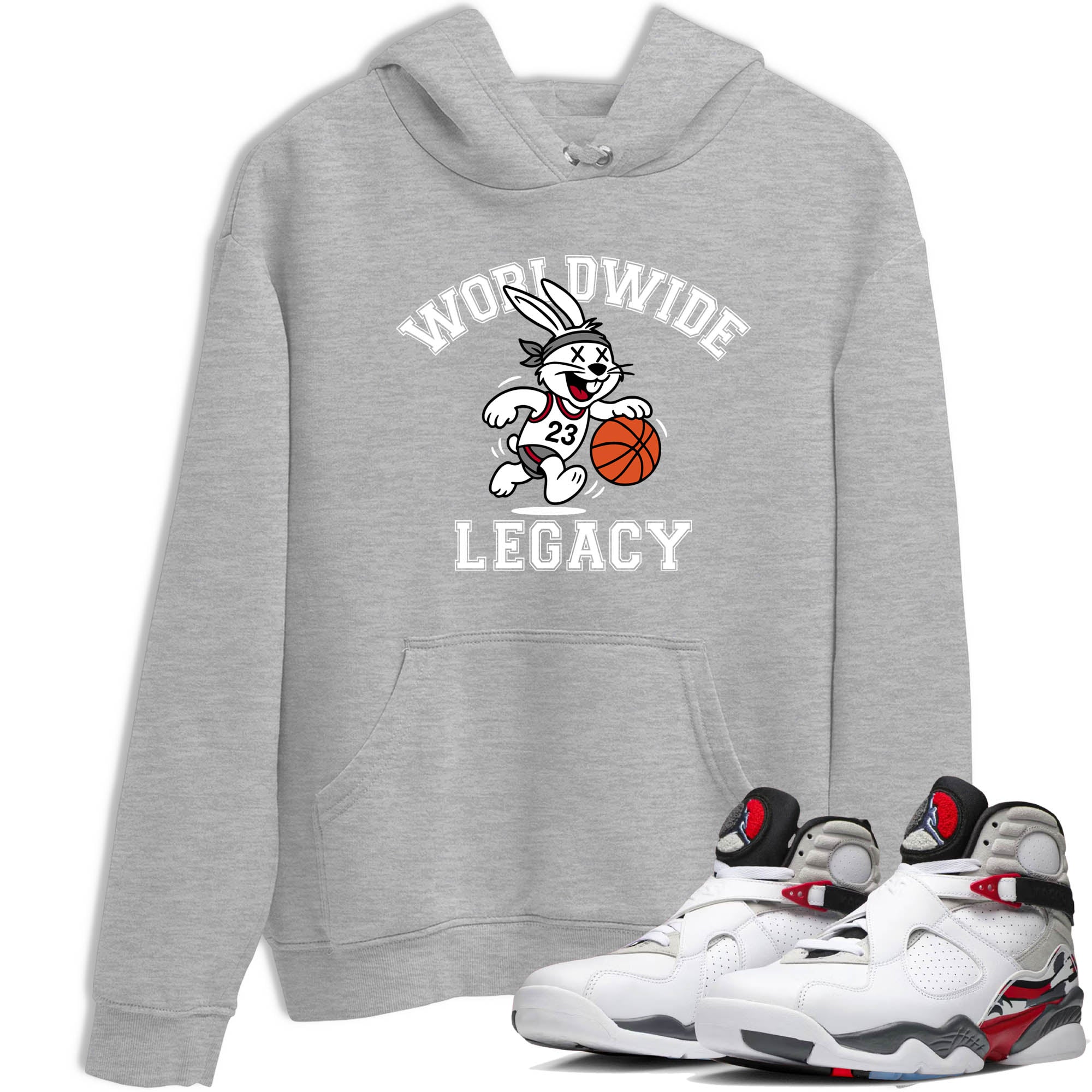 Sneaker Threads  Sneaker Tees To Match Air Jordan 8 Bunny  Worldwide Legacy Graphic Tee Heather Grey 1. Perfect for Jordan releases 2025 colorways.