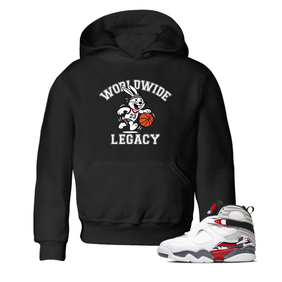 Sneaker Threads  Sneaker Tees To Match Air Jordan 8 Bunny  Worldwide Legacy Youth Graphic Tee Black 1. Perfect for Jordan releases 2025 colorways.