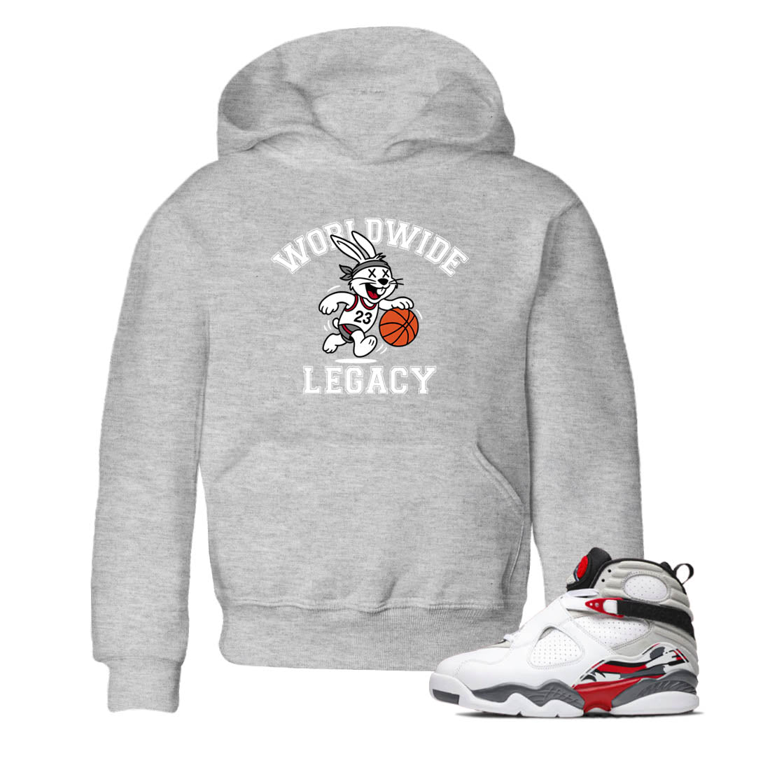 Sneaker Threads  Sneaker Tees To Match Air Jordan 8 Bunny  Worldwide Legacy Youth Graphic Tee Heather Grey 1. Perfect for Jordan releases 2025 colorways.