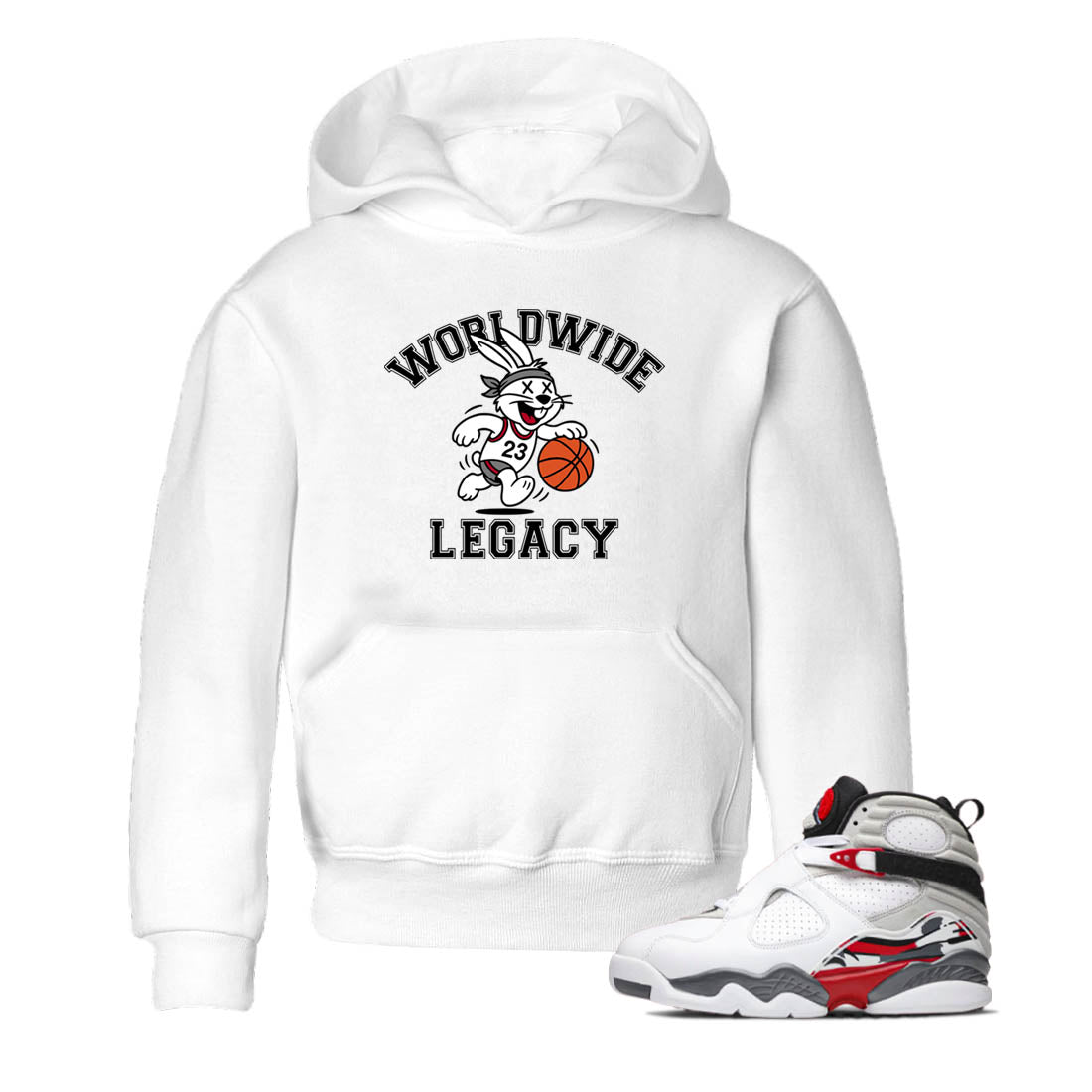 Sneaker Threads  Sneaker Tees To Match Air Jordan 8 Bunny  Worldwide Legacy Youth Graphic Tee White 1. Perfect for Jordan releases 2025 colorways.