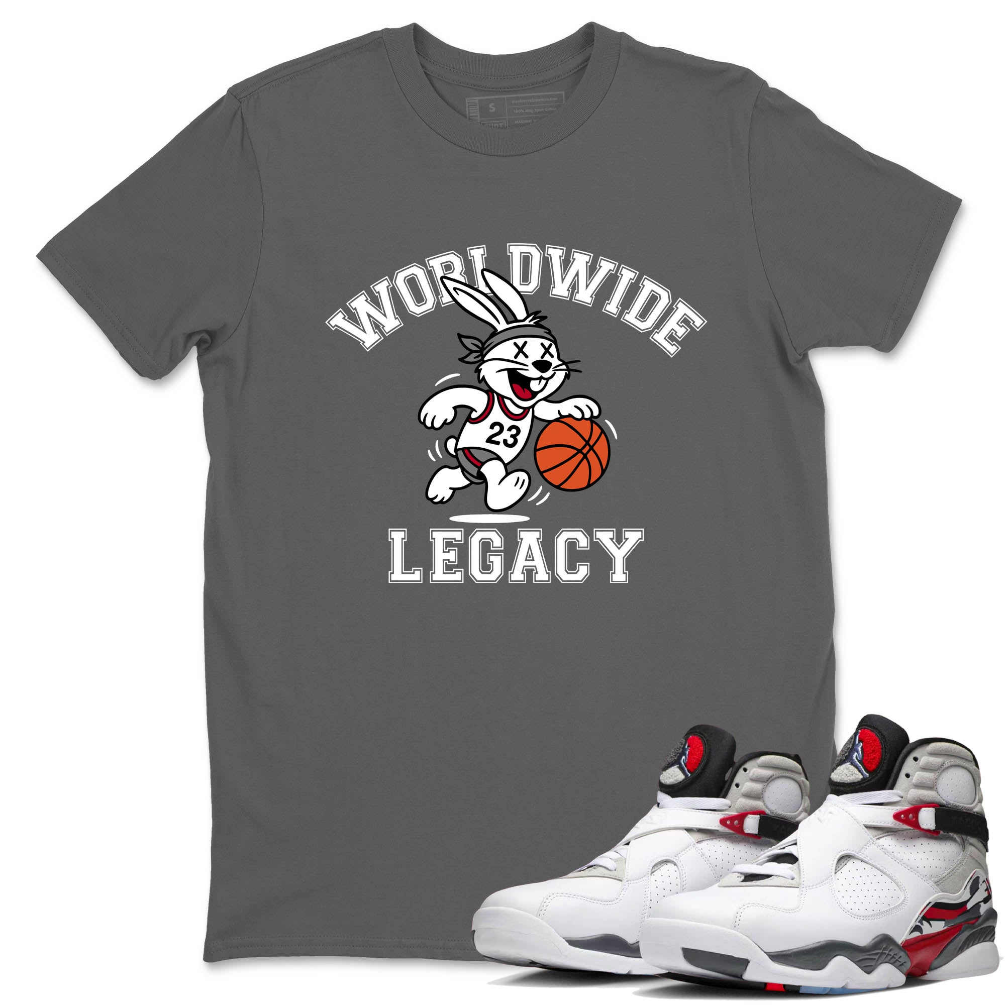 Sneaker Threads  Sneaker Tees To Match Air Jordan 8 Bunny  Worldwide Legacy Graphic Tee Cool Grey 1. Perfect for Jordan releases 2025 colorways.