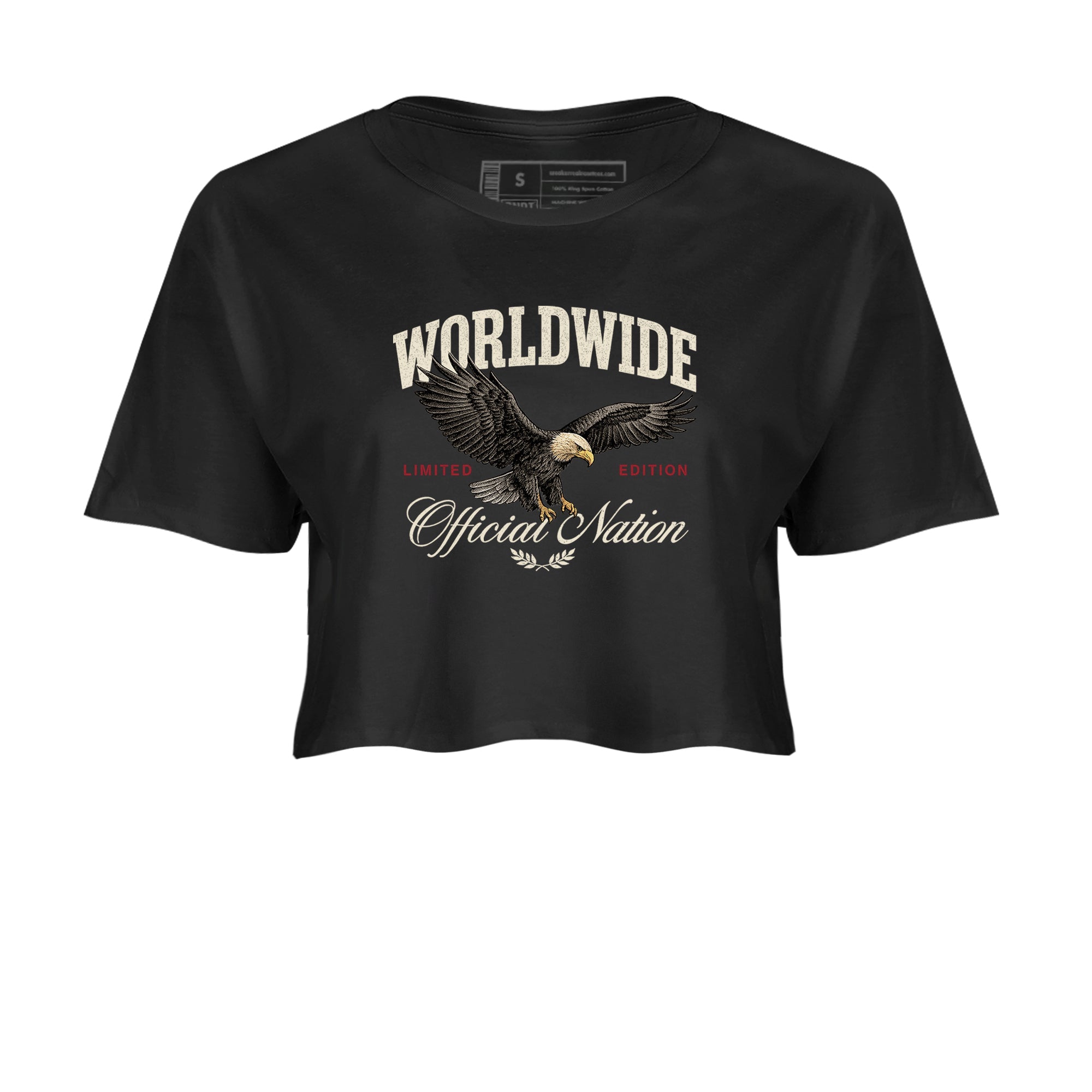 Sneaker Threads  Sneaker Tees To Match Air Foamposite One Pearl  Worldwide Official Nation Crop Tee Black 2. Perfect for Jordan releases 2025 colorways.