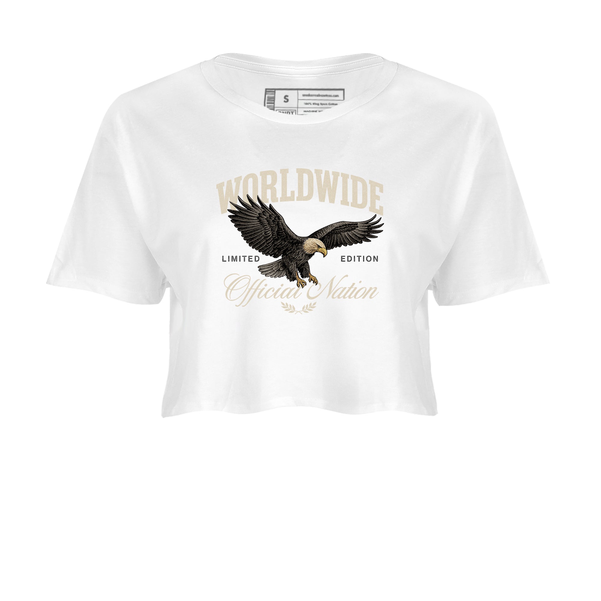 Sneaker Threads  Sneaker Tees To Match Air Foamposite One Pearl  Worldwide Official Nation Crop Tee White 2. Perfect for Jordan releases 2025 colorways.