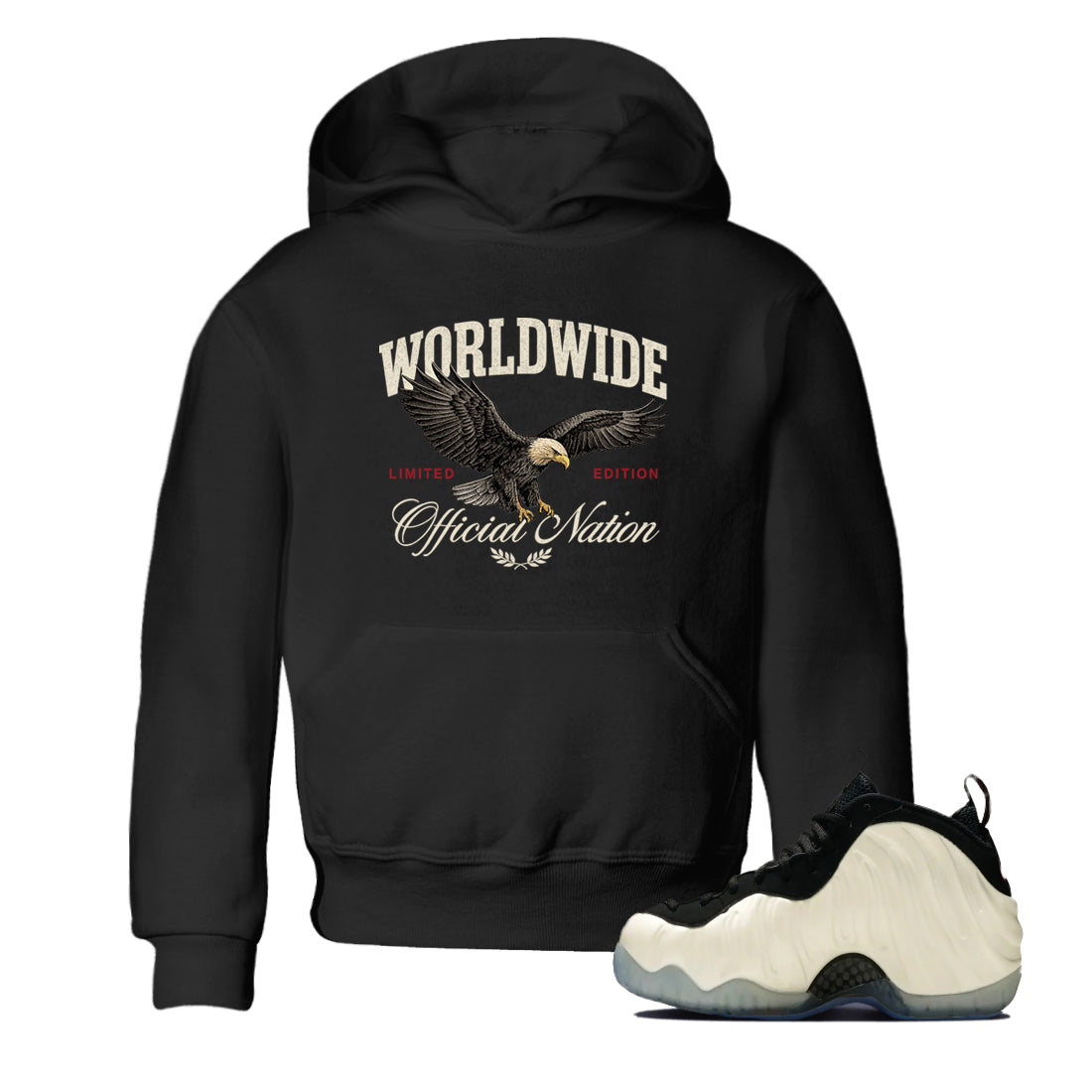 Sneaker Threads  Sneaker Tees To Match Air Foamposite One Pearl  Worldwide Official Nation Youth Graphic Tee Black 1. Perfect for Jordan releases 2025 colorways.