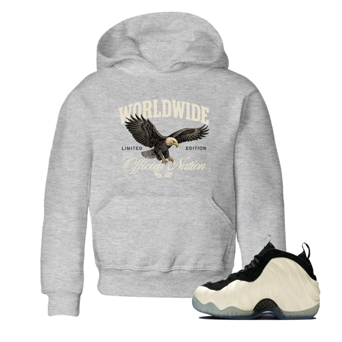 Sneaker Threads  Sneaker Tees To Match Air Foamposite One Pearl  Worldwide Official Nation Youth Graphic Tee Heather Grey 1. Perfect for Jordan releases 2025 colorways.
