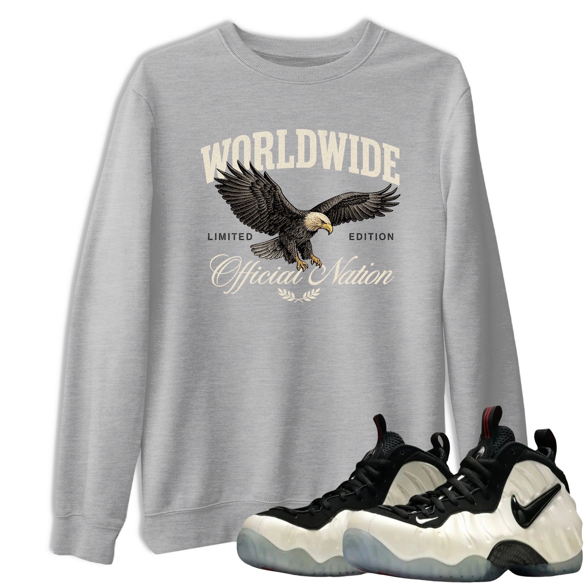 Sneaker Threads  Sneaker Tees To Match Air Foamposite One Pearl  Worldwide Official Nation Graphic Tee Heather Grey 1. Perfect for Jordan releases 2025 colorways.