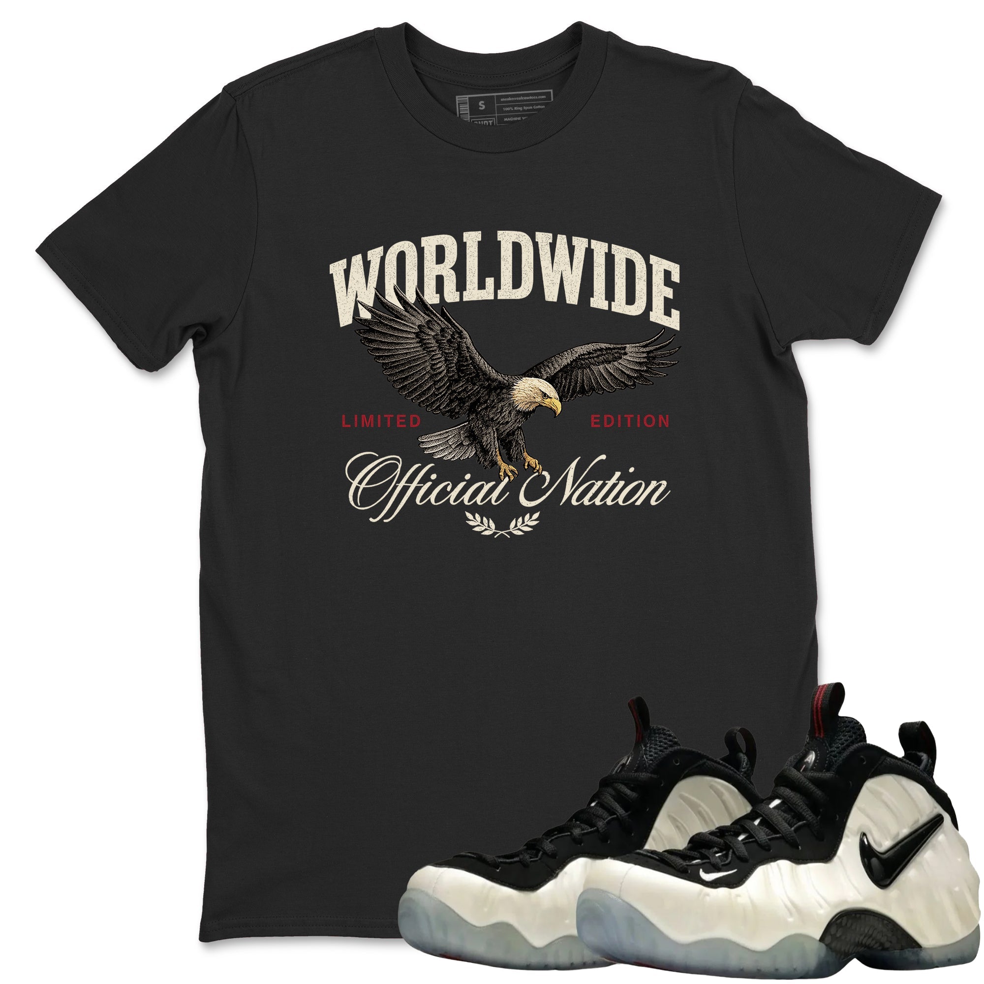 Sneaker Threads  Sneaker Tees To Match Air Foamposite One Pearl  Worldwide Official Nation Graphic Tee Black 1. Perfect for Jordan releases 2025 colorways.