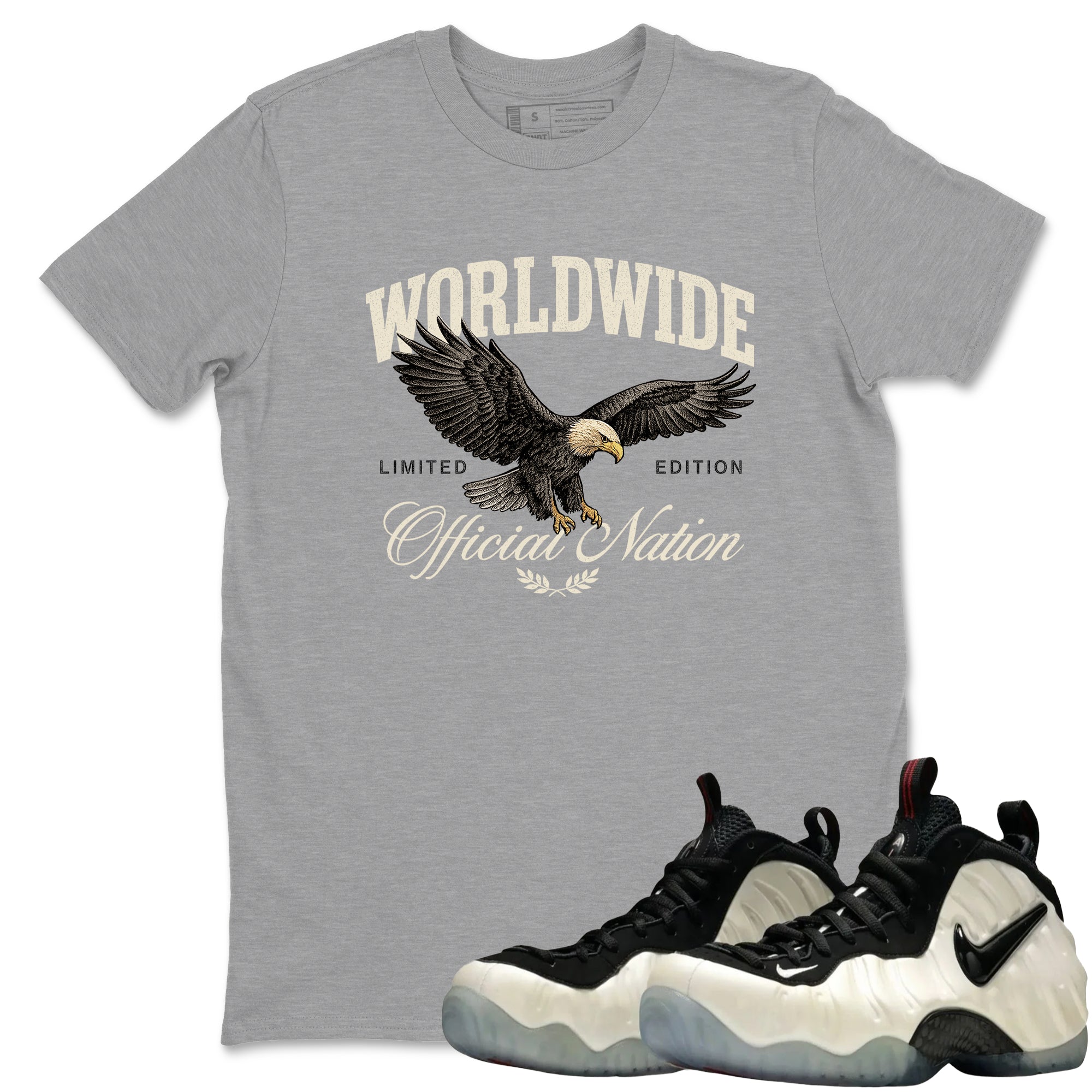 Sneaker Threads  Sneaker Tees To Match Air Foamposite One Pearl  Worldwide Official Nation Graphic Tee Heather Grey 1. Perfect for Jordan releases 2025 colorways.