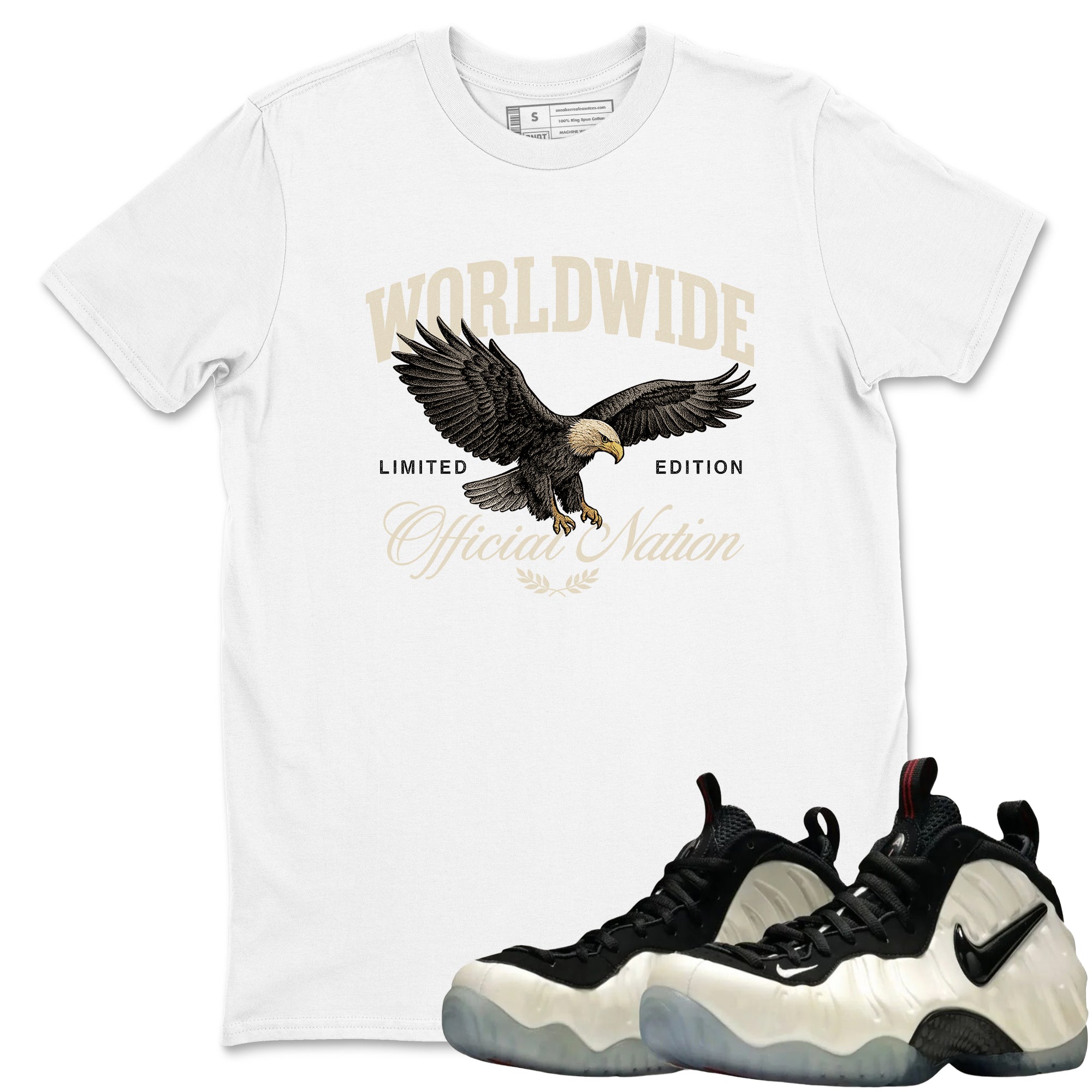 Sneaker Threads  Sneaker Tees To Match Air Foamposite One Pearl  Worldwide Official Nation Graphic Tee White 1. Perfect for Jordan releases 2025 colorways.