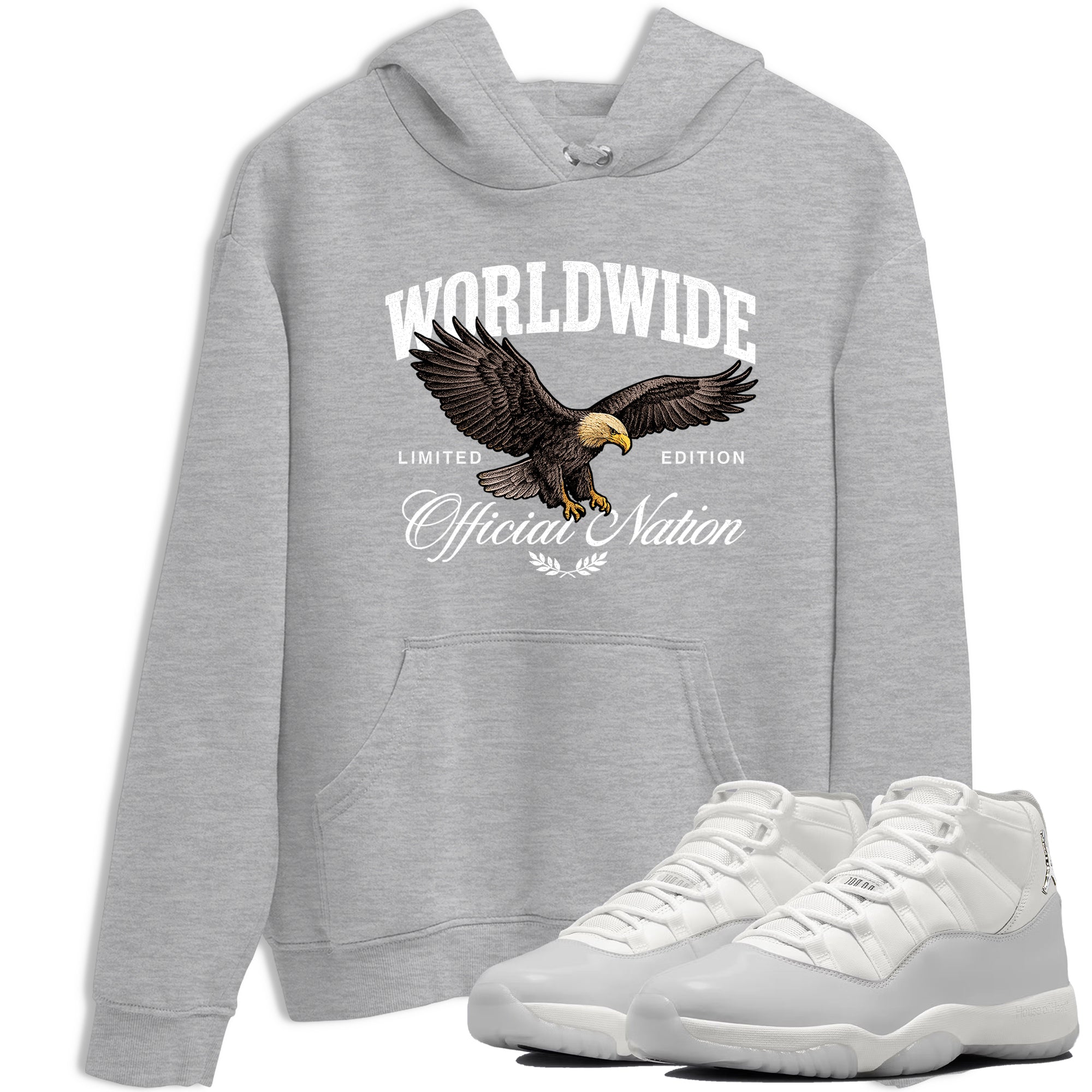 11s Grand Finale Sneaker match tees  Sneaker Tees To Match Jordan 11 Grand Finale Sneakers  Worldwide Official Nation Graphic Tee Heather Grey 1