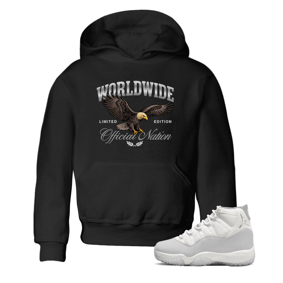 11s Grand Finale Sneaker match tees  Sneaker Tees To Match Jordan 11 Grand Finale Sneakers  Worldwide Official Nation Kids Graphic T-Shirt Black 1