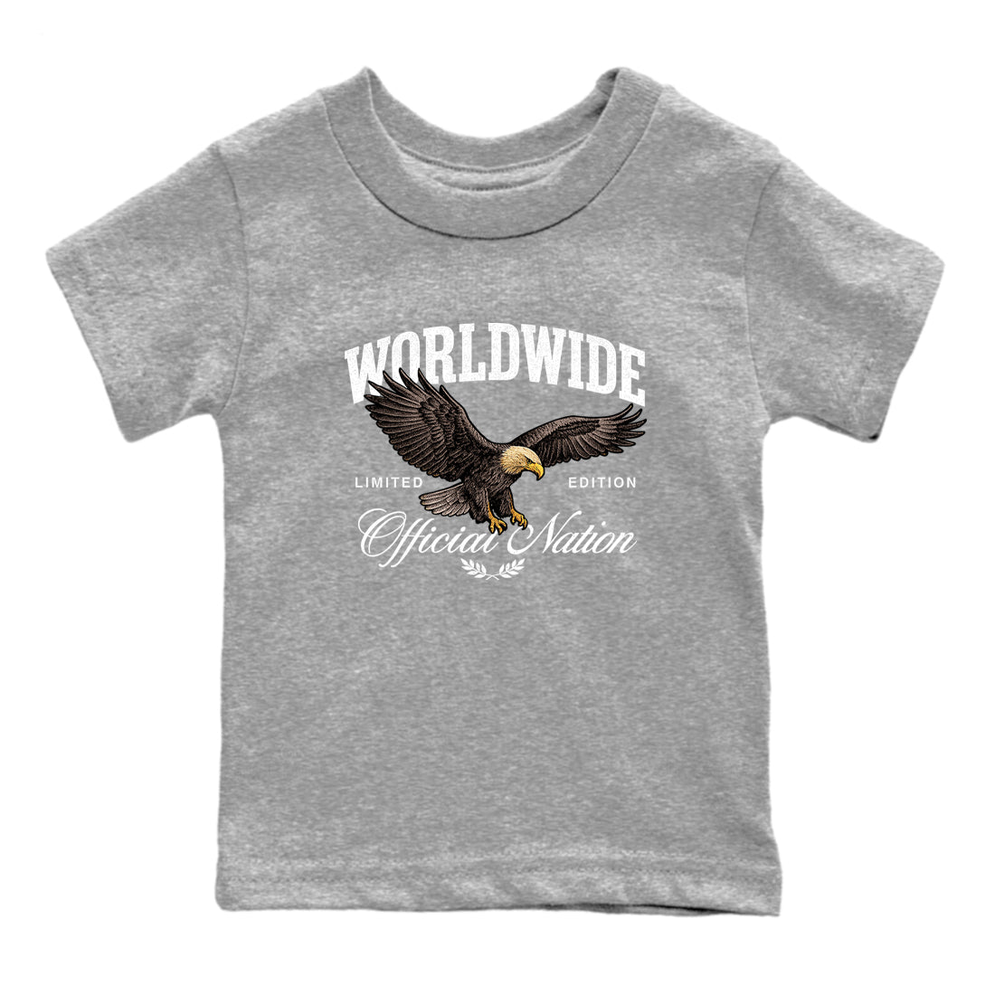 11s Grand Finale Sneaker match tees  Sneaker Tees To Match Jordan 11 Grand Finale Sneakers  Worldwide Official Nation Kids Graphic T-Shirt Heather Grey 2