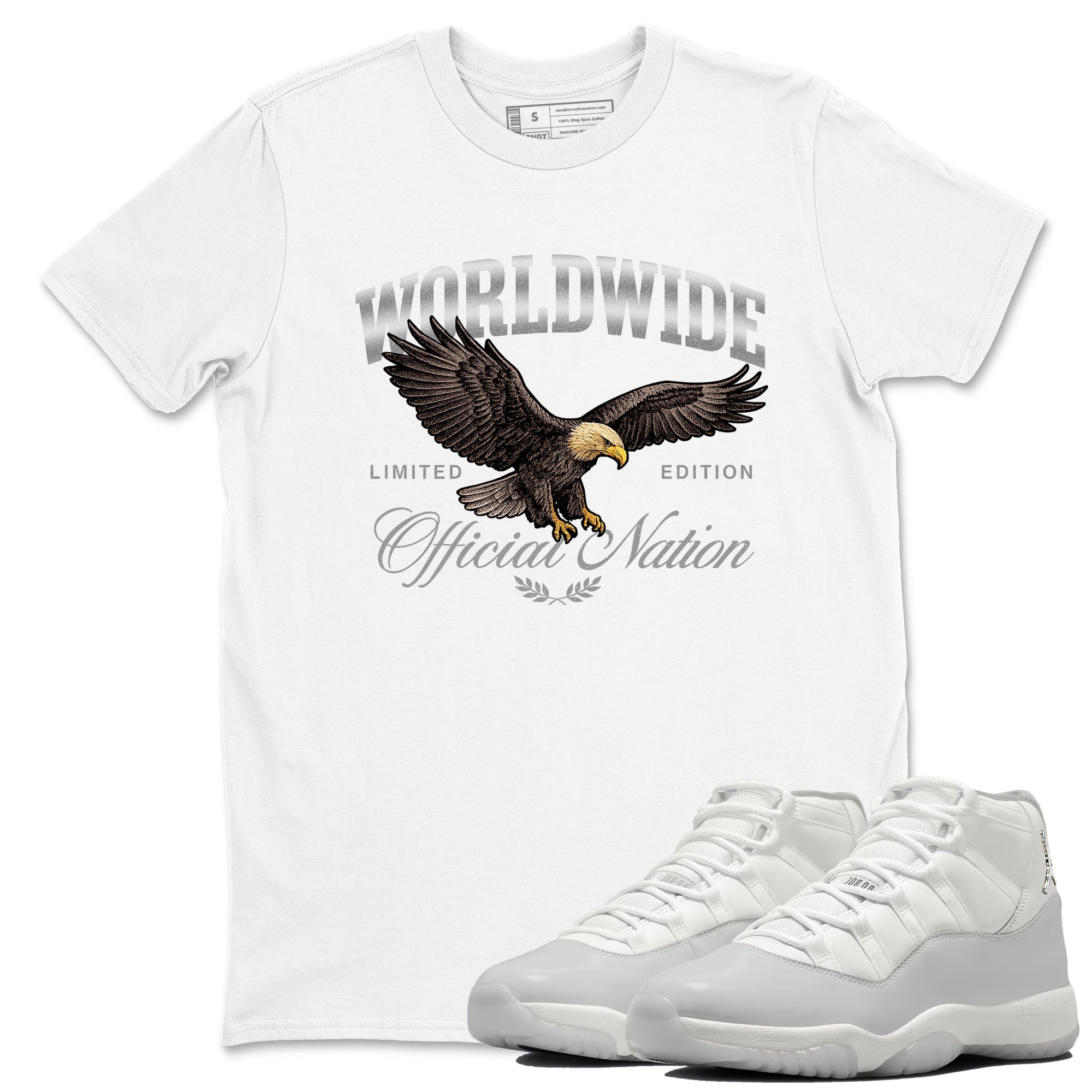 11s Grand Finale Sneaker match tees  Sneaker Tees To Match Jordan 11 Grand Finale Sneakers  Worldwide Official Nation Graphic Tee White 1