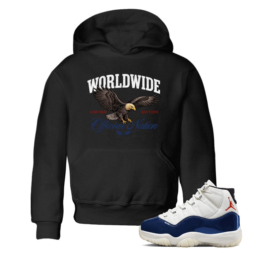 Sneaker match tees  Sneaker Tees To Match Air Jordan 11 Rare Air Shoes  Worldwide Official Nation Kids T-Shirt Black 1
