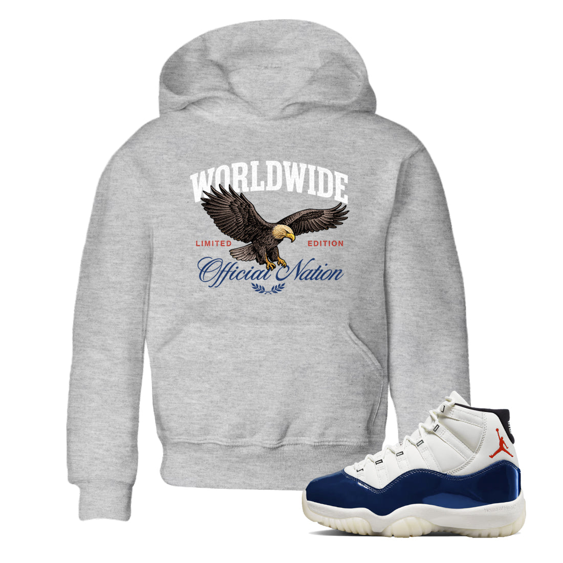 Sneaker match tees  Sneaker Tees To Match Air Jordan 11 Rare Air Shoes  Worldwide Official Nation Kids T-Shirt Heather Grey 1