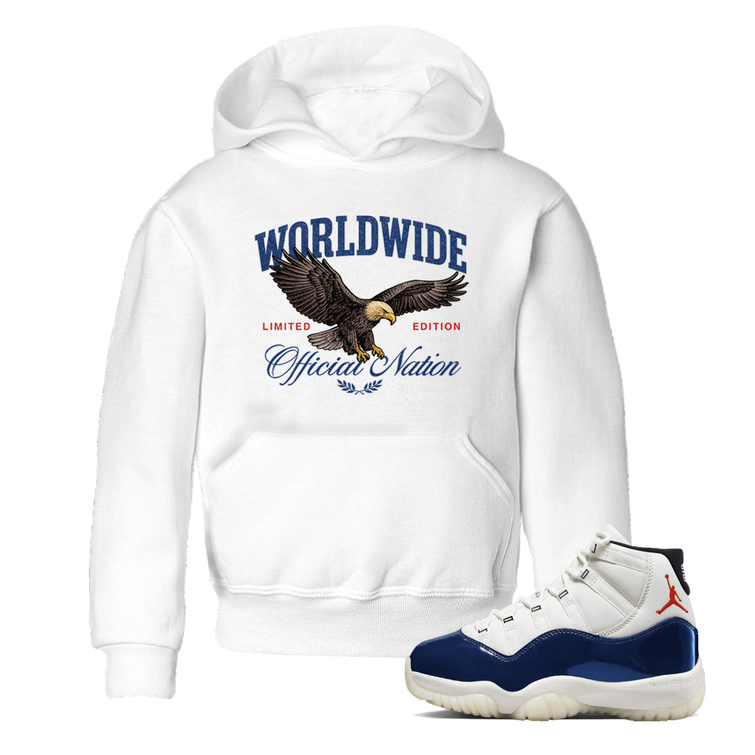 Sneaker match tees  Sneaker Tees To Match Air Jordan 11 Rare Air Shoes  Worldwide Official Nation Kids T-Shirt White 1