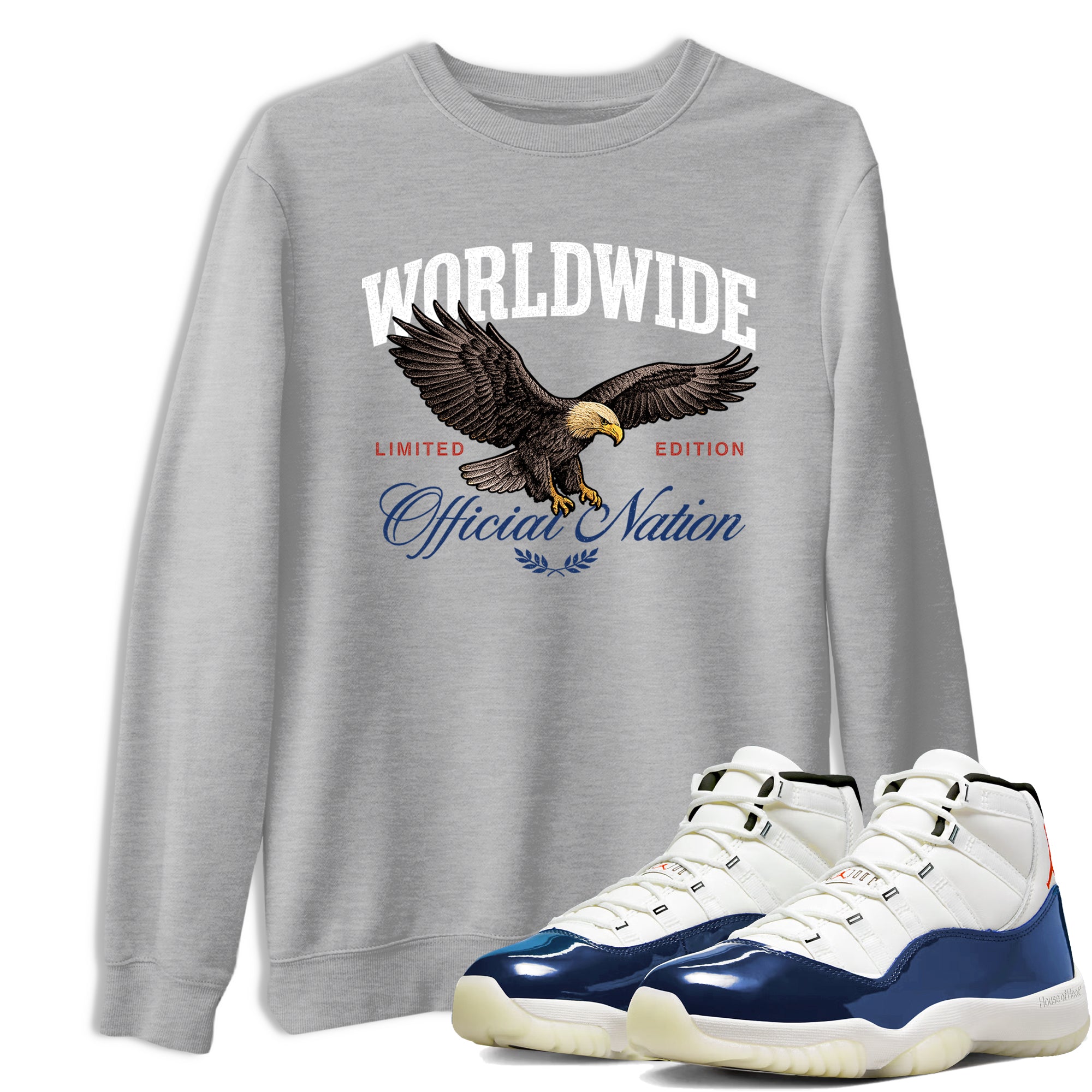 Sneaker match tees  Sneaker Tees To Match Air Jordan 11 Rare Air Shoes  Worldwide Official Nation Tee Heather Grey 1
