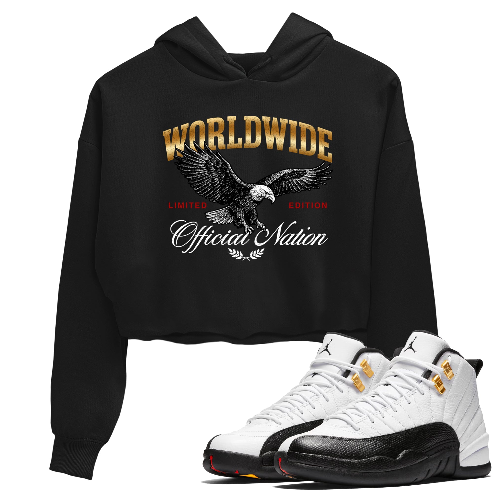 Sneaker match tees  Sneaker Tees To Match Air Jordan 12 Taxi Shoes  Worldwide Official Nation Crop T-Shirt Black 1