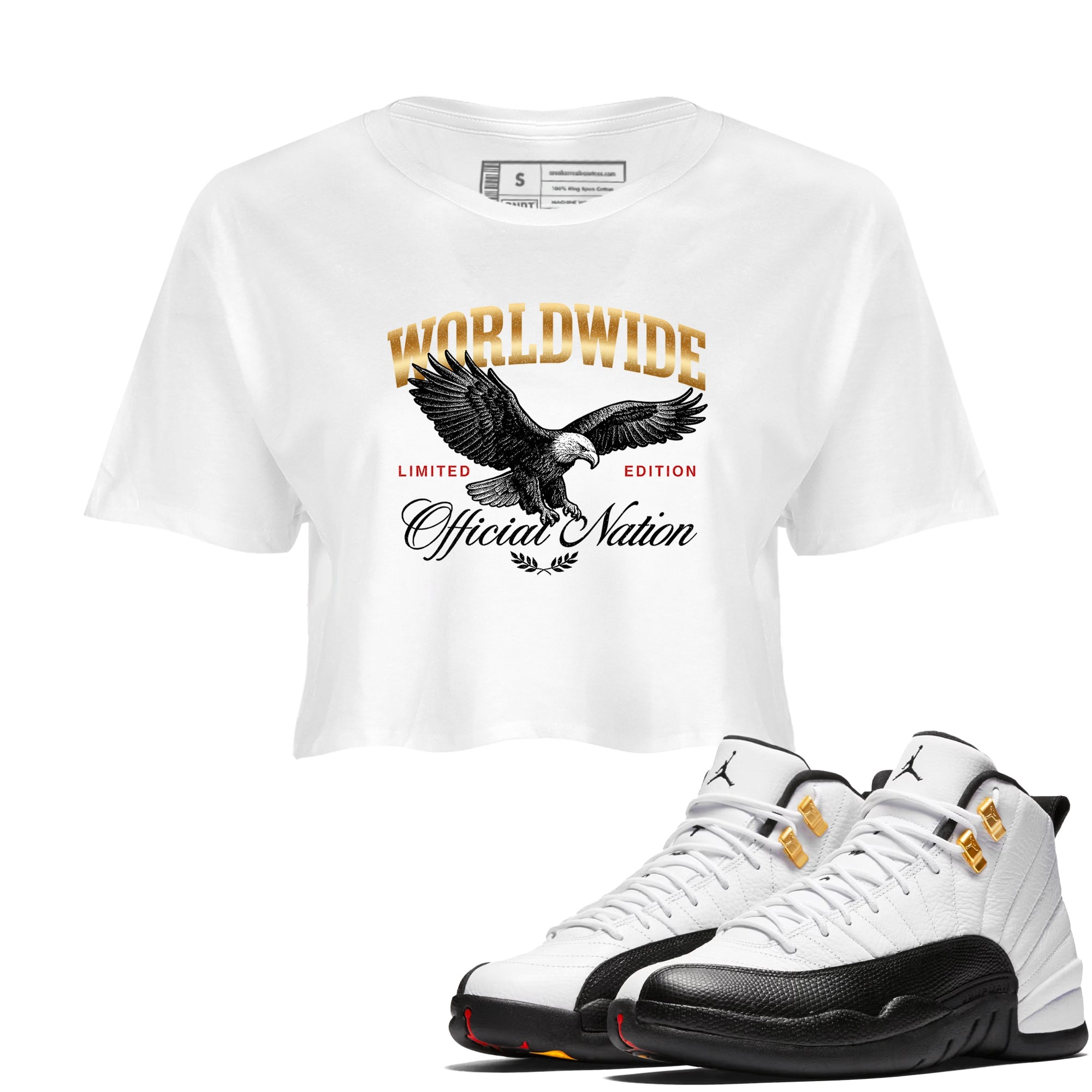 Sneaker match tees  Sneaker Tees To Match Air Jordan 12 Taxi Shoes  Worldwide Official Nation Crop T-Shirt White 1