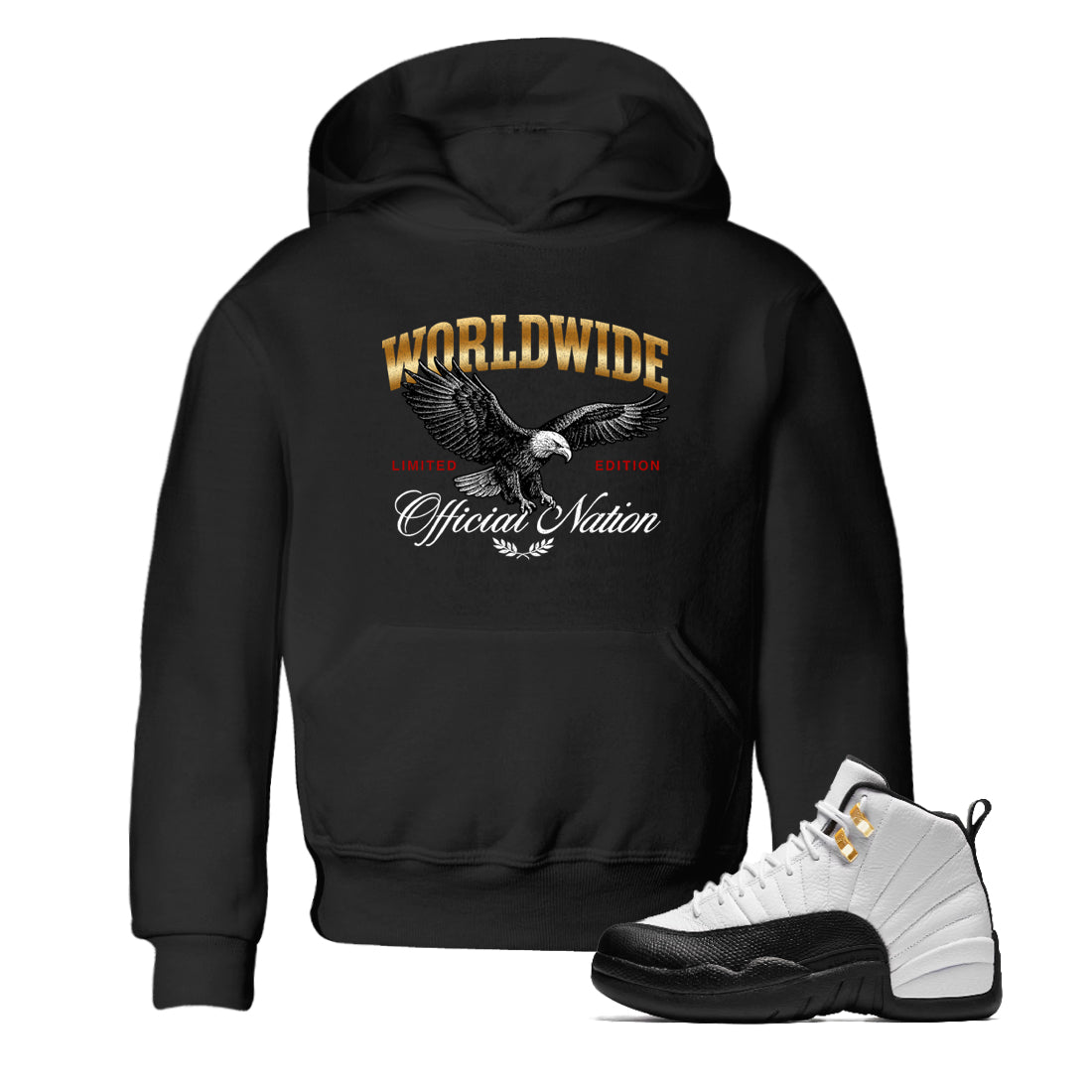 Sneaker match tees  Sneaker Tees To Match Air Jordan 12 Taxi Shoes  Worldwide Official Nation Kids T-Shirt Black 1