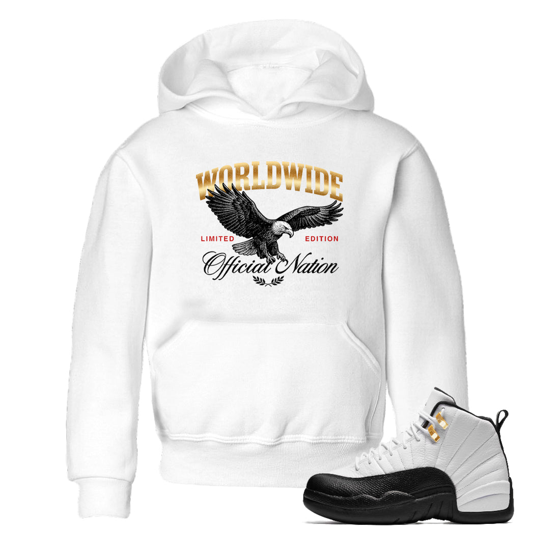 Sneaker match tees  Sneaker Tees To Match Air Jordan 12 Taxi Shoes  Worldwide Official Nation Kids T-Shirt White 1